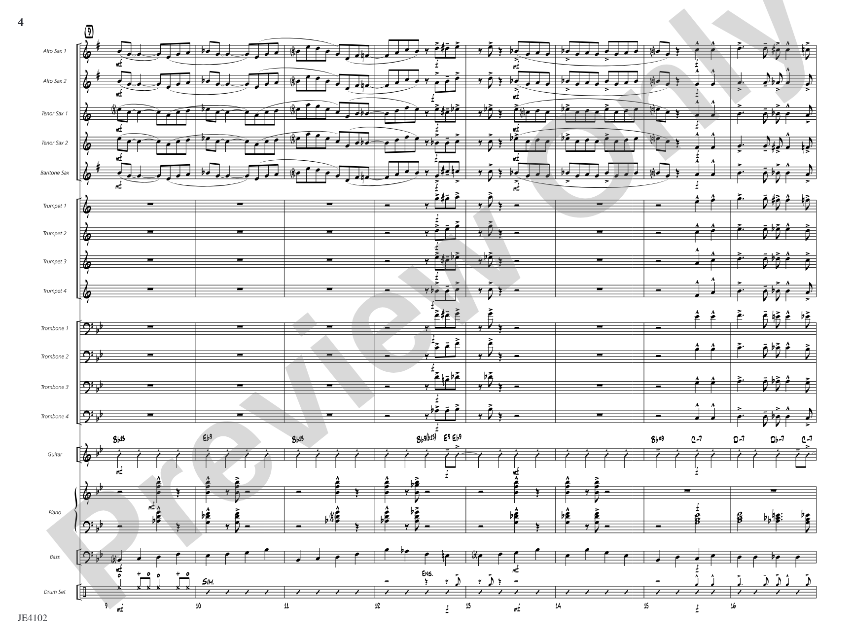 Jump O'Clock One: Jazz Ensemble Conductor Score & Parts
