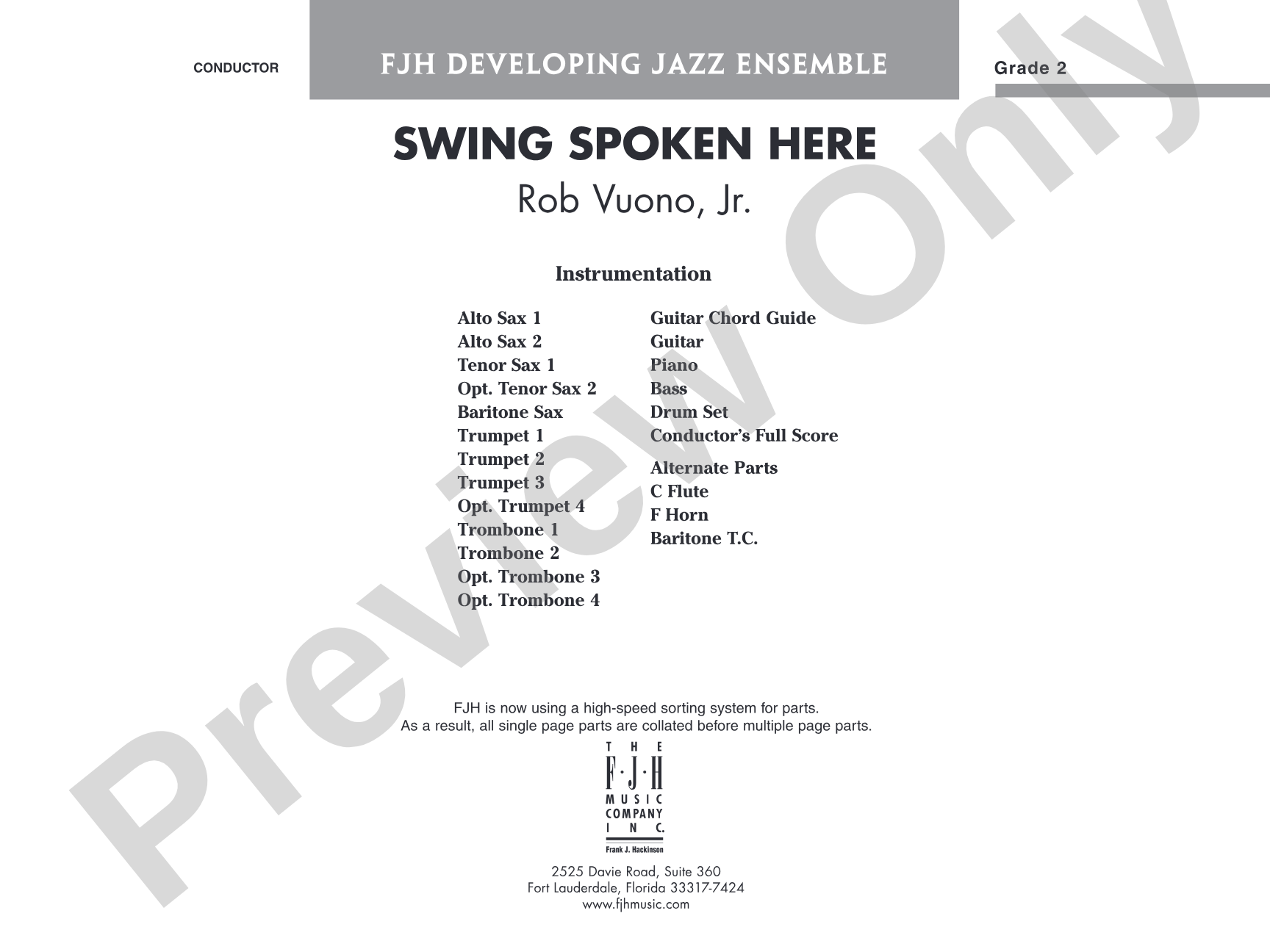 Swing Spoken Here: Jazz Ensemble Conductor Score & Parts