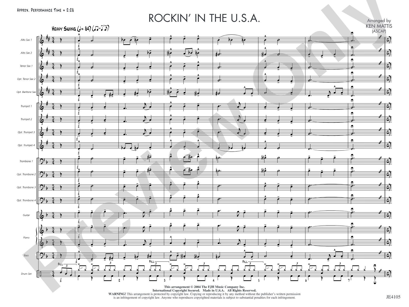 Rockin' in the U.S.A.: Jazz Ensemble Conductor Score & Parts