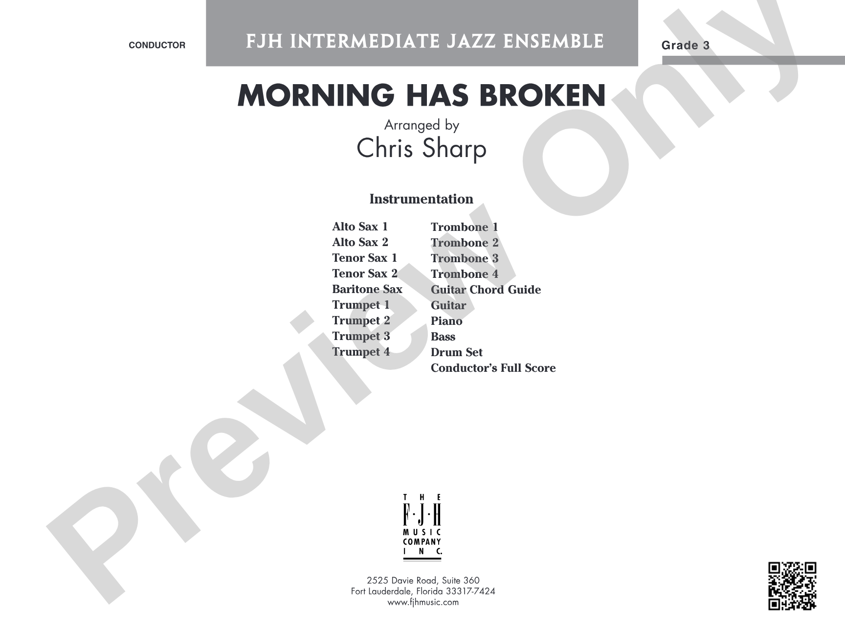 Morning Has Broken: Jazz Ensemble Conductor Score & Parts