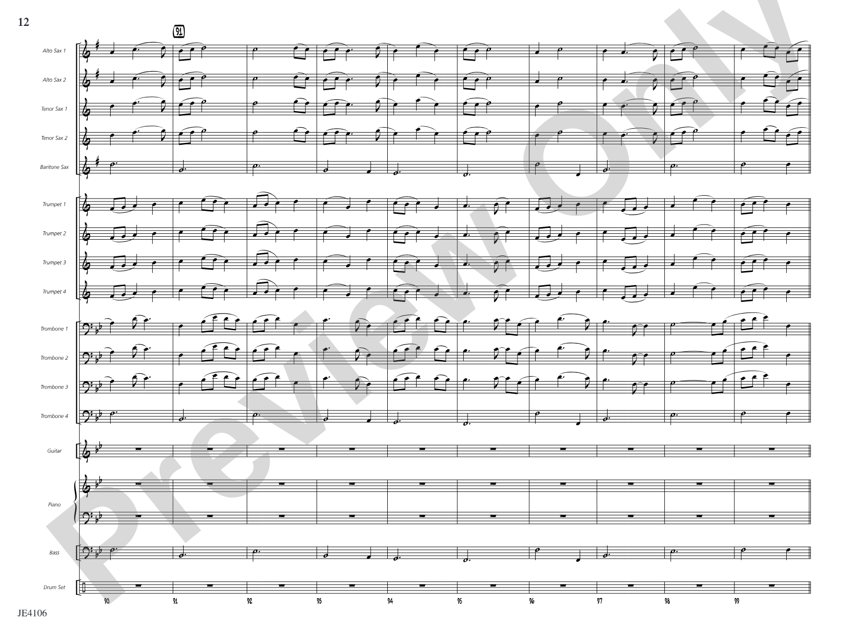Morning Has Broken: Jazz Ensemble Conductor Score & Parts