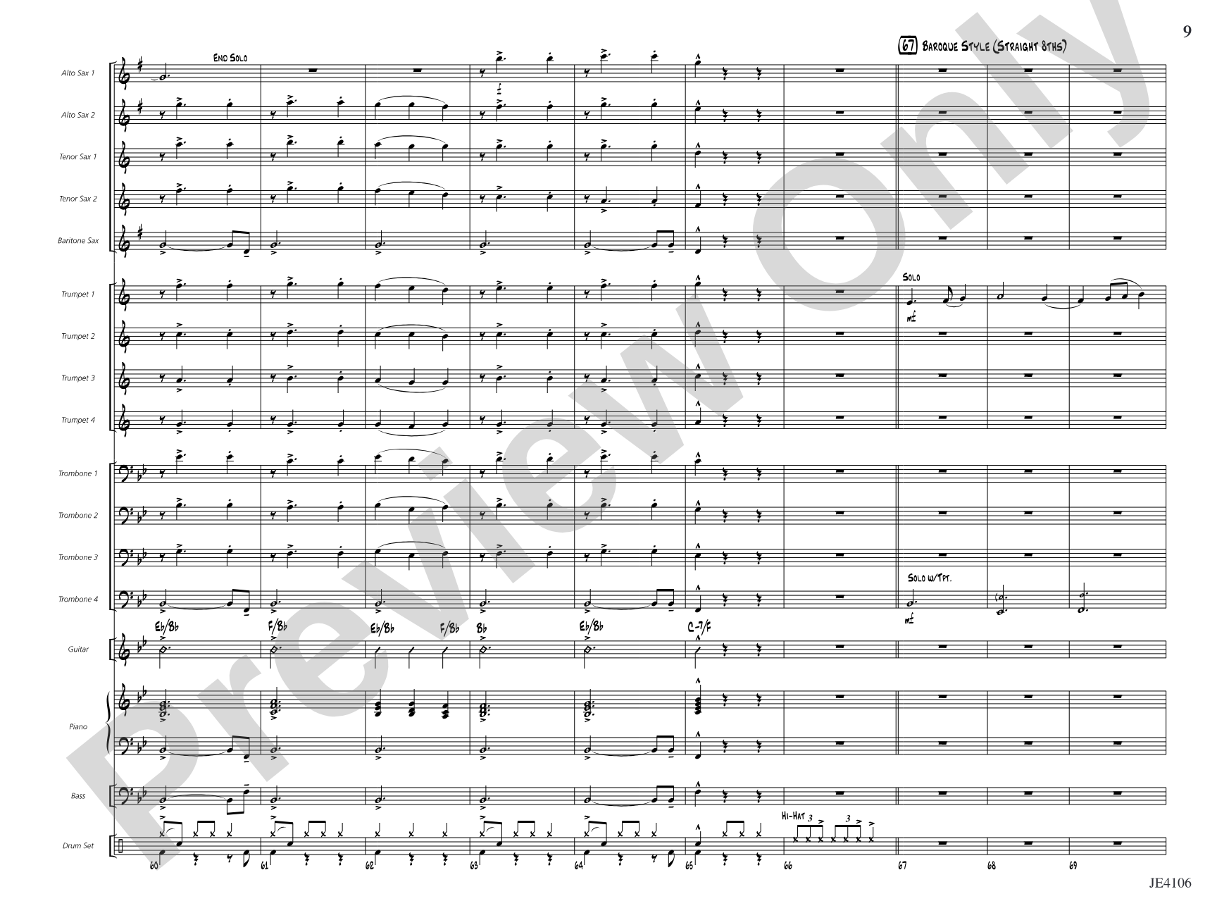 Morning Has Broken: Jazz Ensemble Conductor Score & Parts
