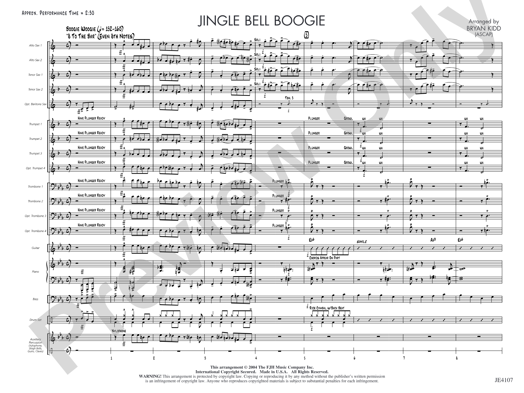 Jingle Bell Boogie: Jazz Ensemble Conductor Score & Parts