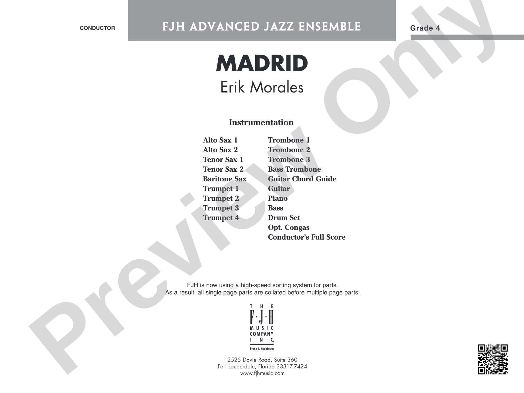 Madrid: Jazz Ensemble Conductor Score & Parts