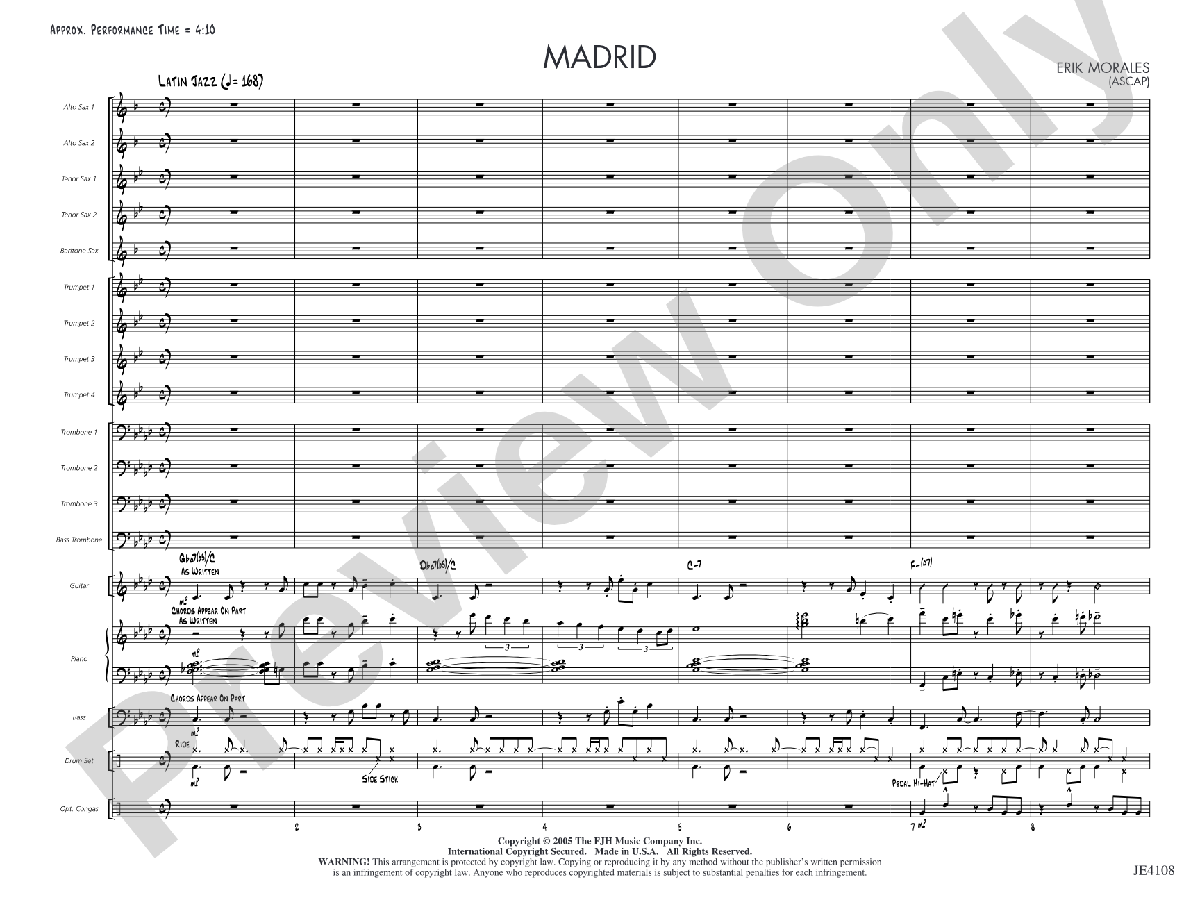 Madrid: Jazz Ensemble Conductor Score & Parts