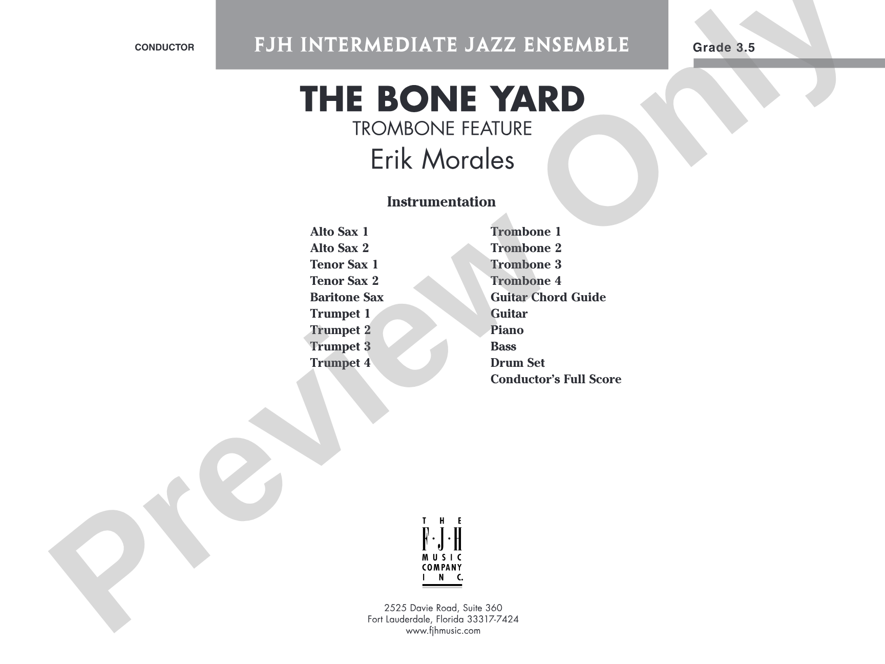 The Bone Yard: Jazz Ensemble Conductor Score & Parts