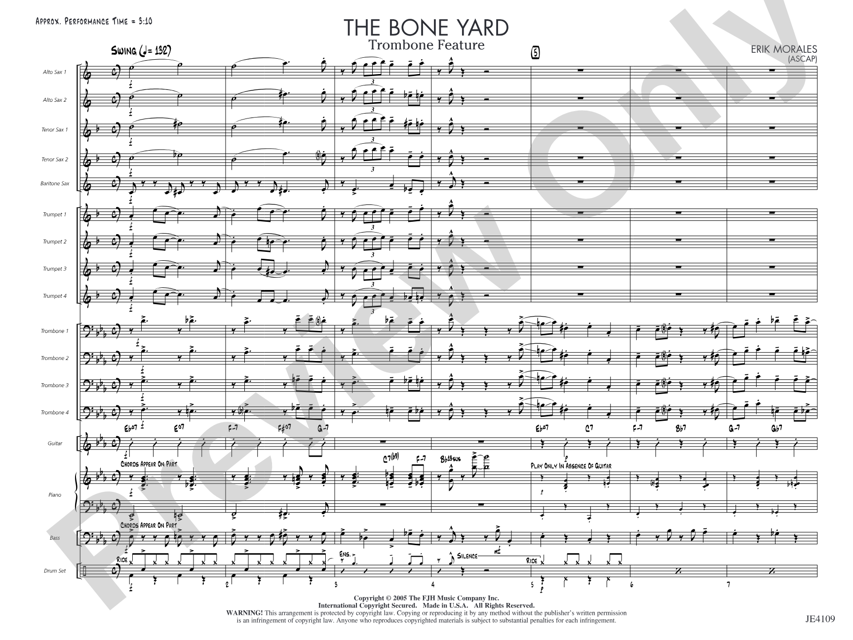 The Bone Yard: Jazz Ensemble Conductor Score & Parts