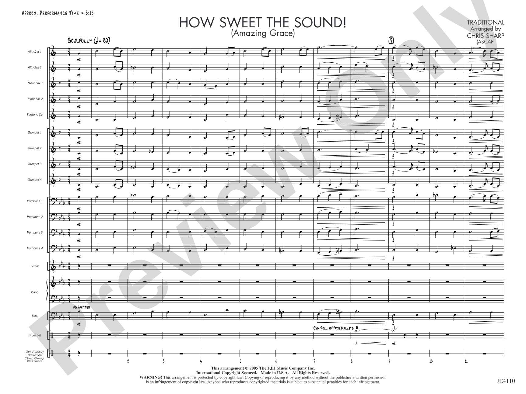 How Sweet the Sound! (Amazing Grace): Jazz Ensemble Conductor Score & Parts