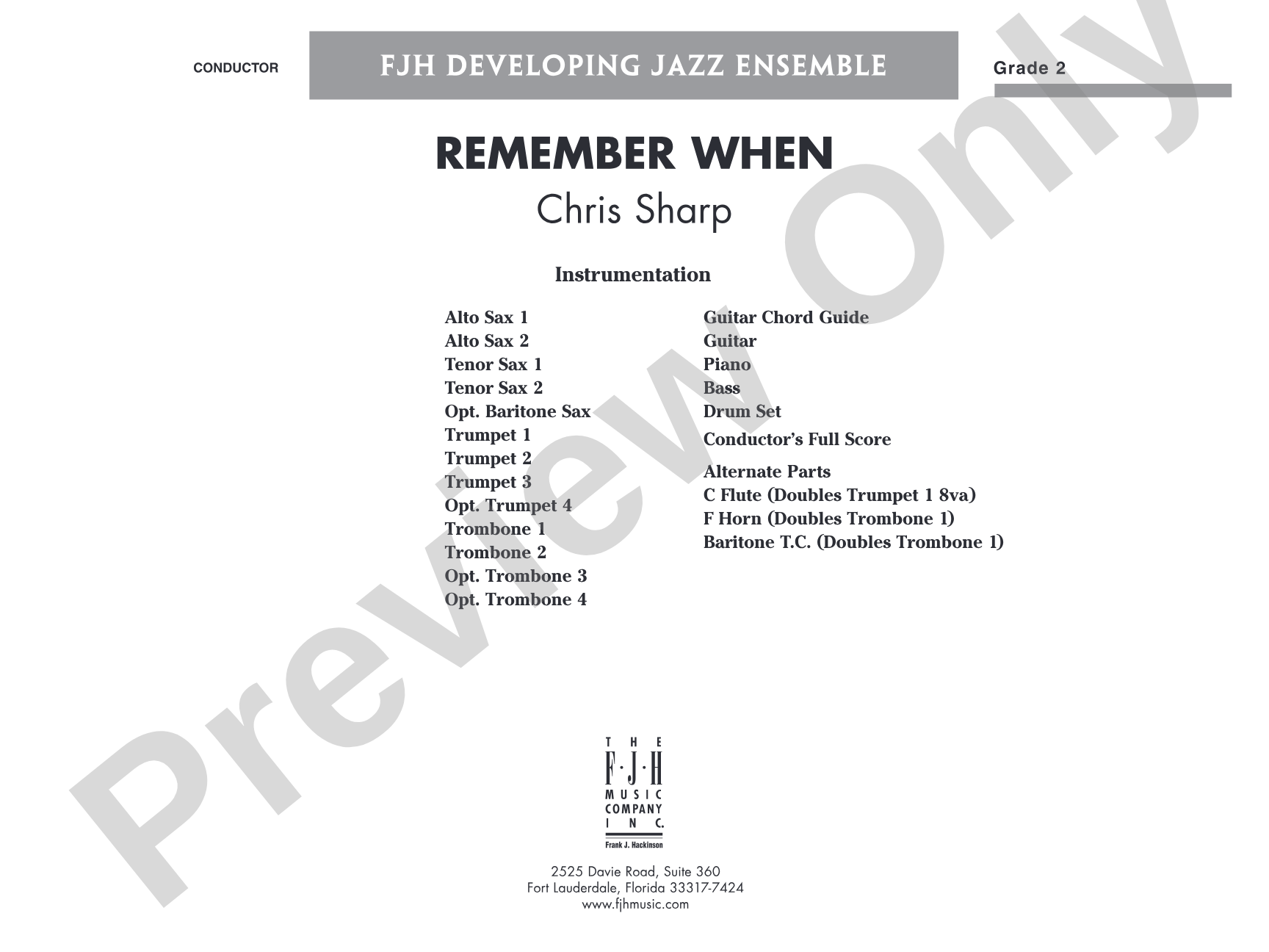 Remember When: Jazz Ensemble Conductor Score & Parts
