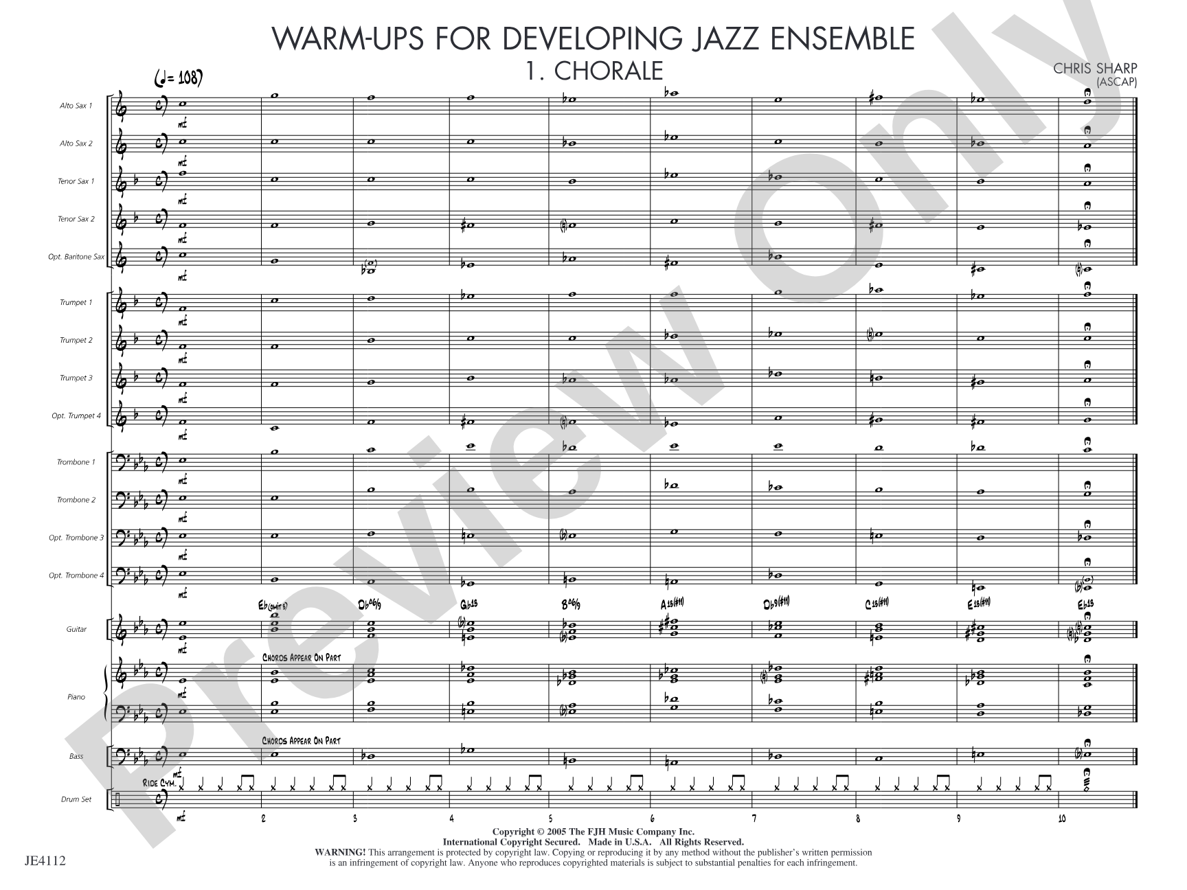 Warm-Ups for Developing Jazz Ensemble: Jazz Ensemble Conductor Score & Parts