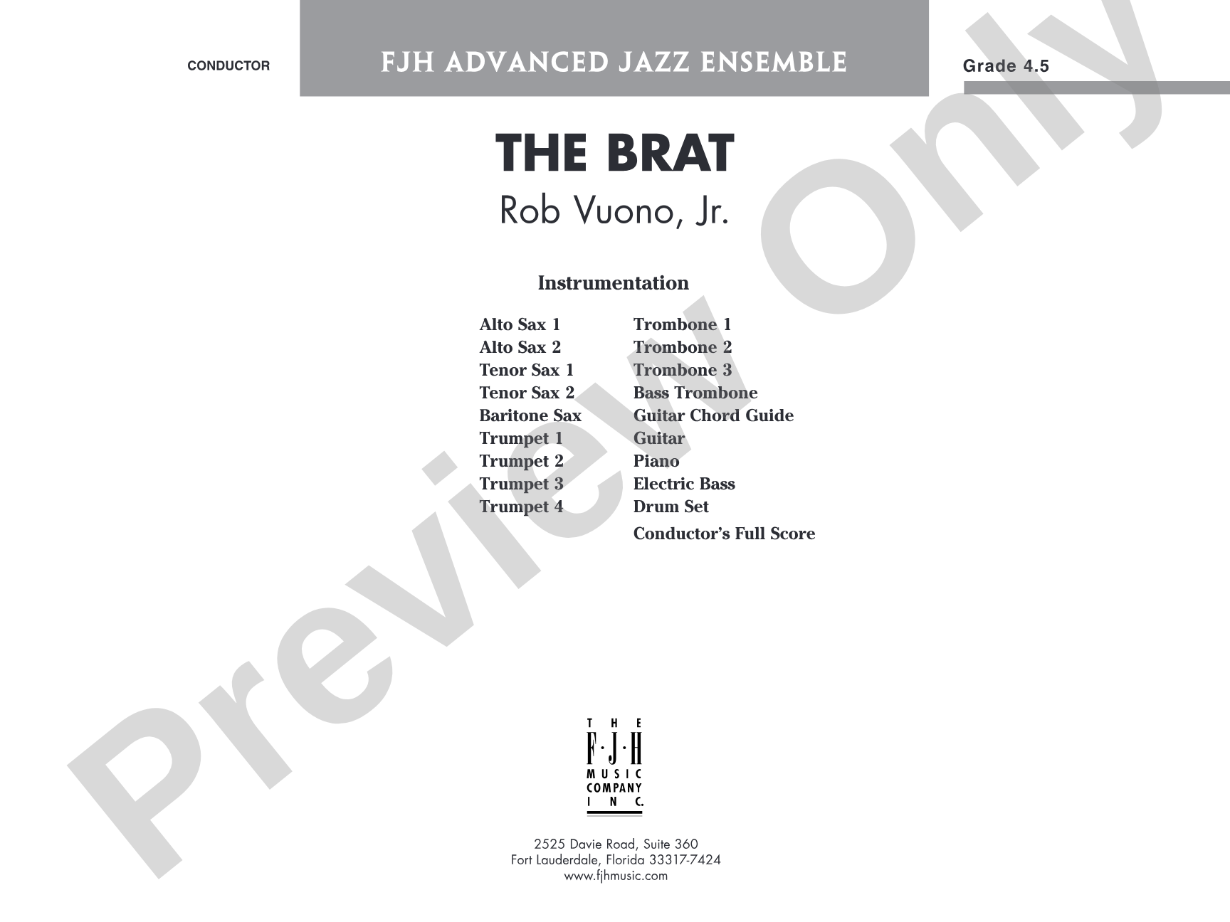 The Brat: Jazz Ensemble Conductor Score & Parts