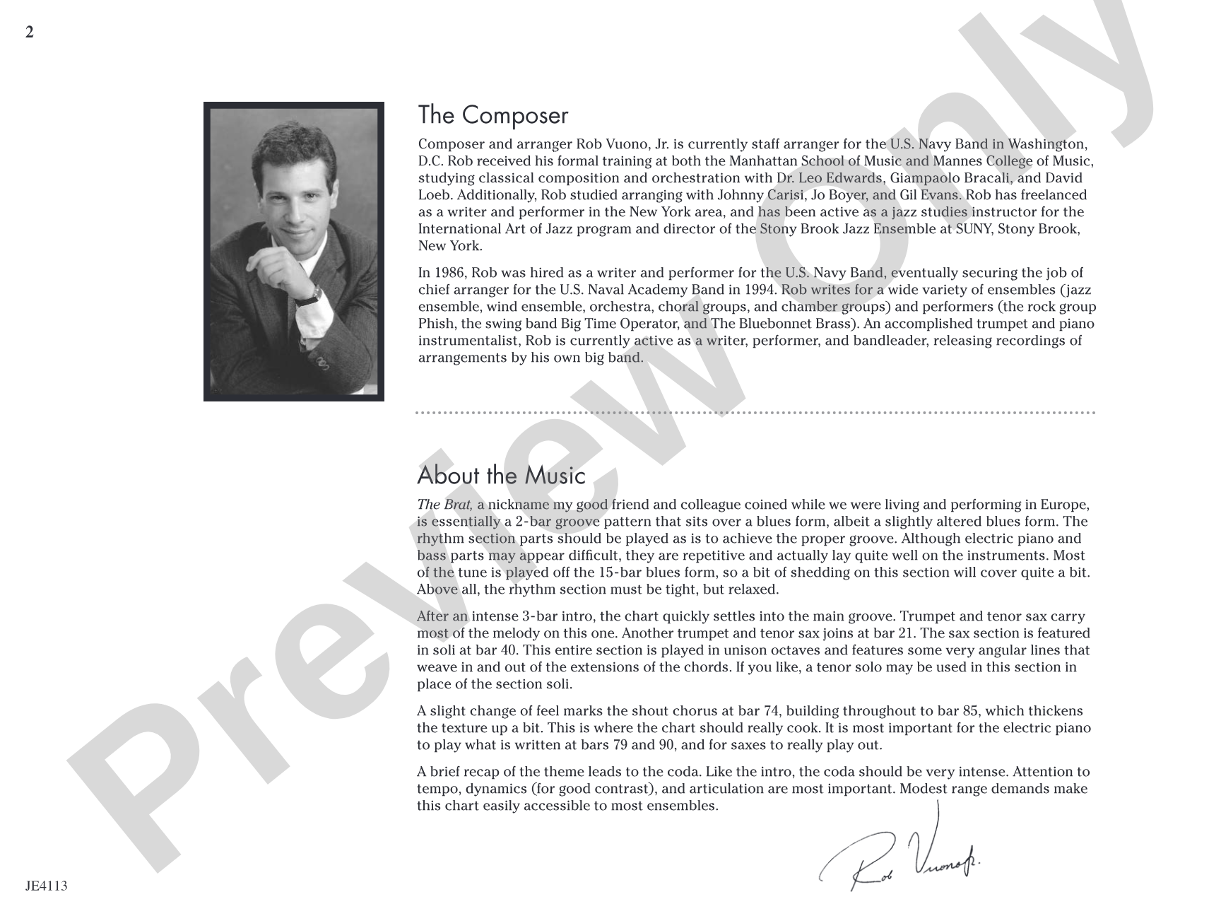 The Brat: Jazz Ensemble Conductor Score & Parts
