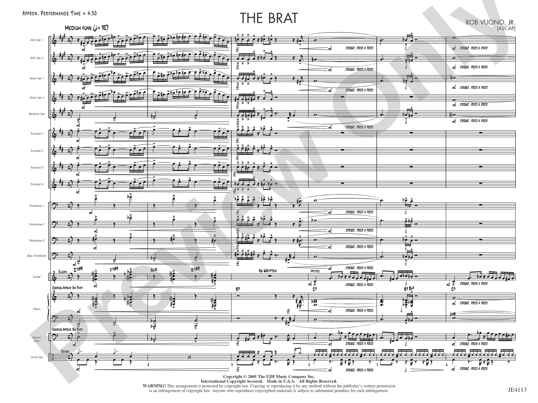 The Brat: Jazz Ensemble Conductor Score & Parts
