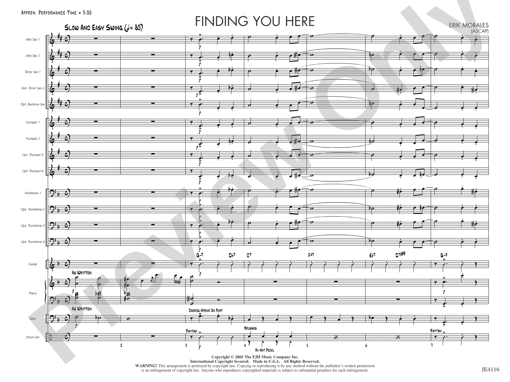 Finding You Here: Jazz Ensemble Conductor Score & Parts