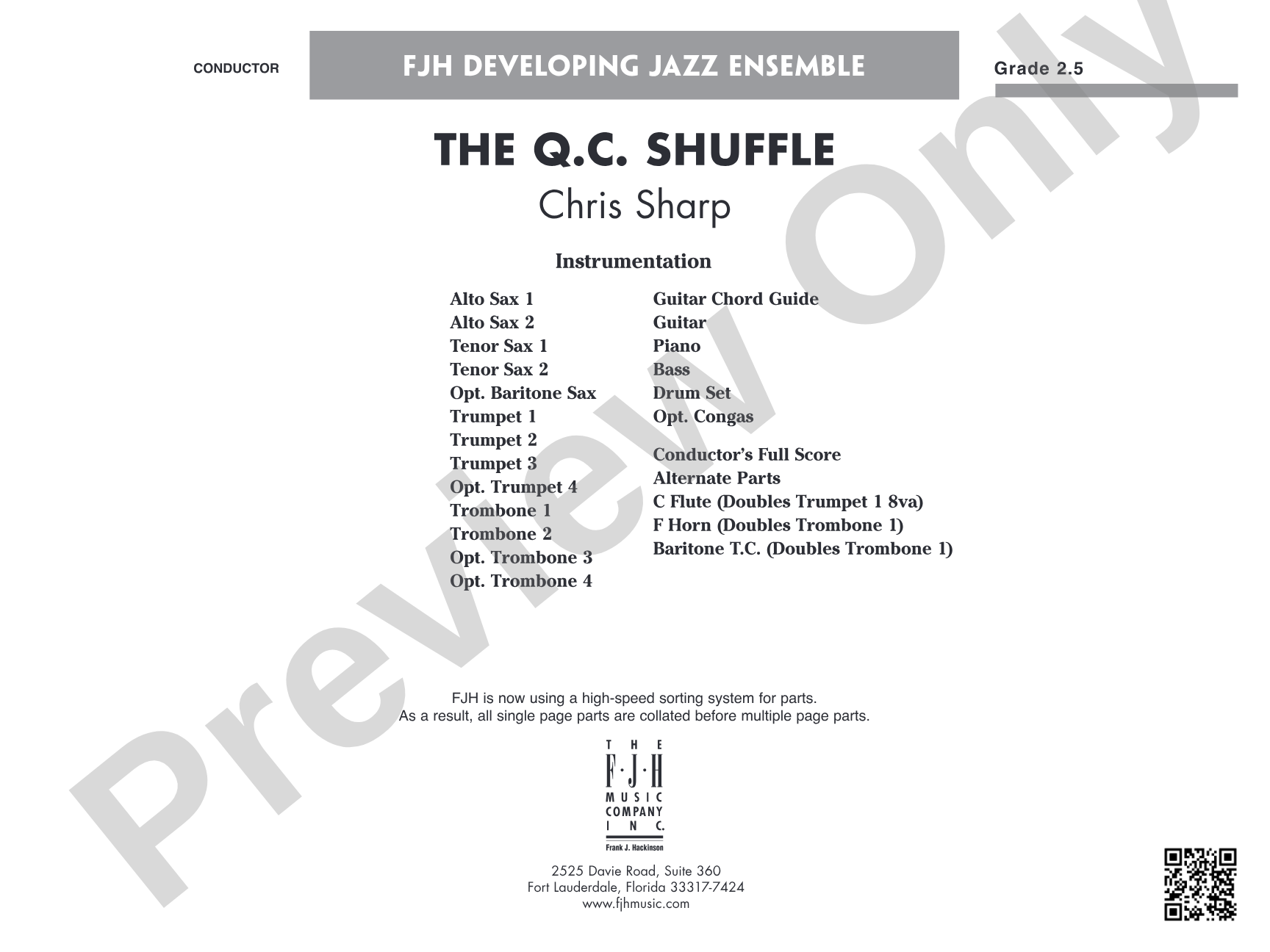 The Q.C. Shuffle: Jazz Ensemble Conductor Score & Parts