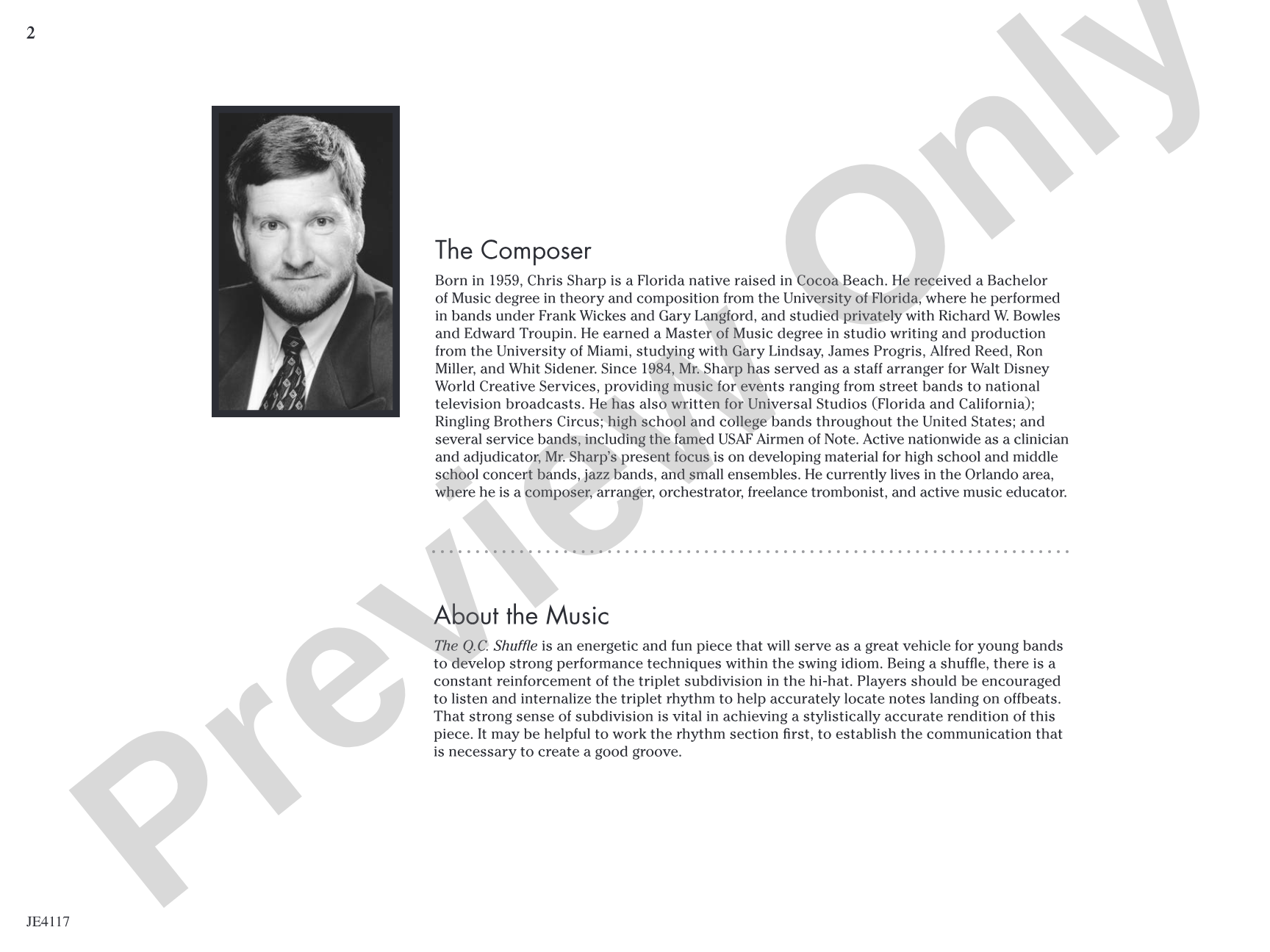 The Q.C. Shuffle: Jazz Ensemble Conductor Score & Parts