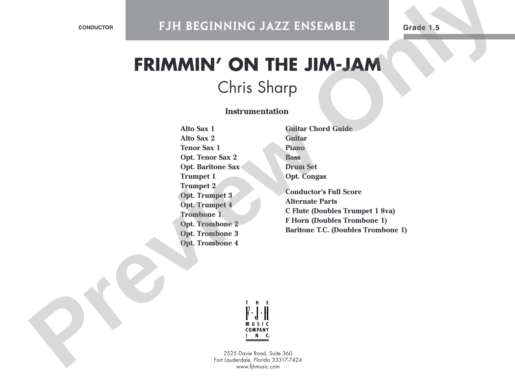 Frimmin' on the Jim-Jam: Jazz Ensemble Conductor Score & Parts