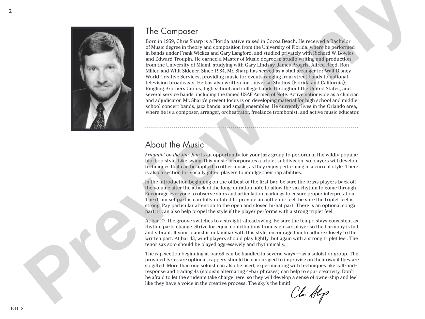 Frimmin' on the Jim-Jam: Jazz Ensemble Conductor Score & Parts