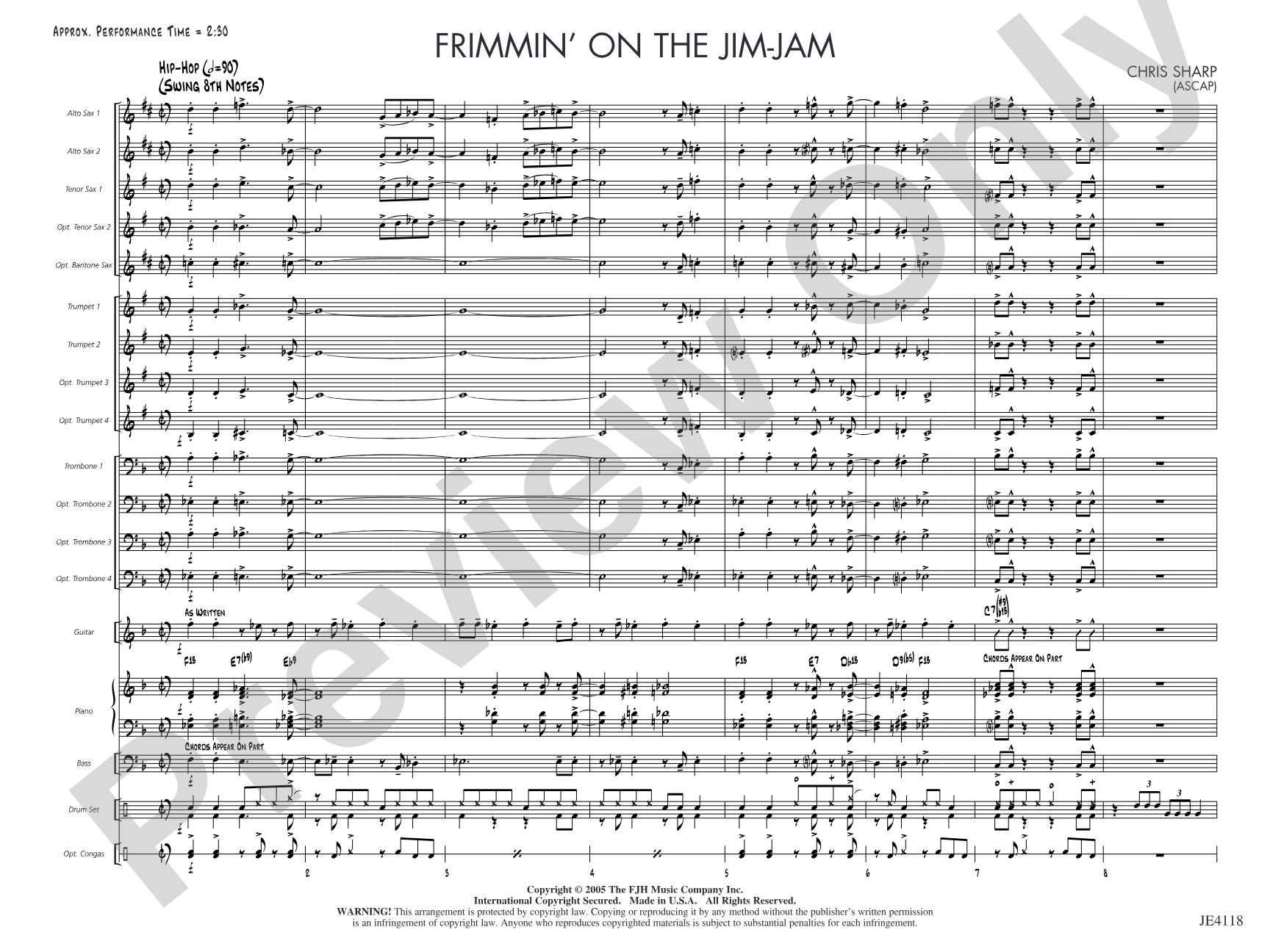 Frimmin' on the Jim-Jam: Jazz Ensemble Conductor Score & Parts