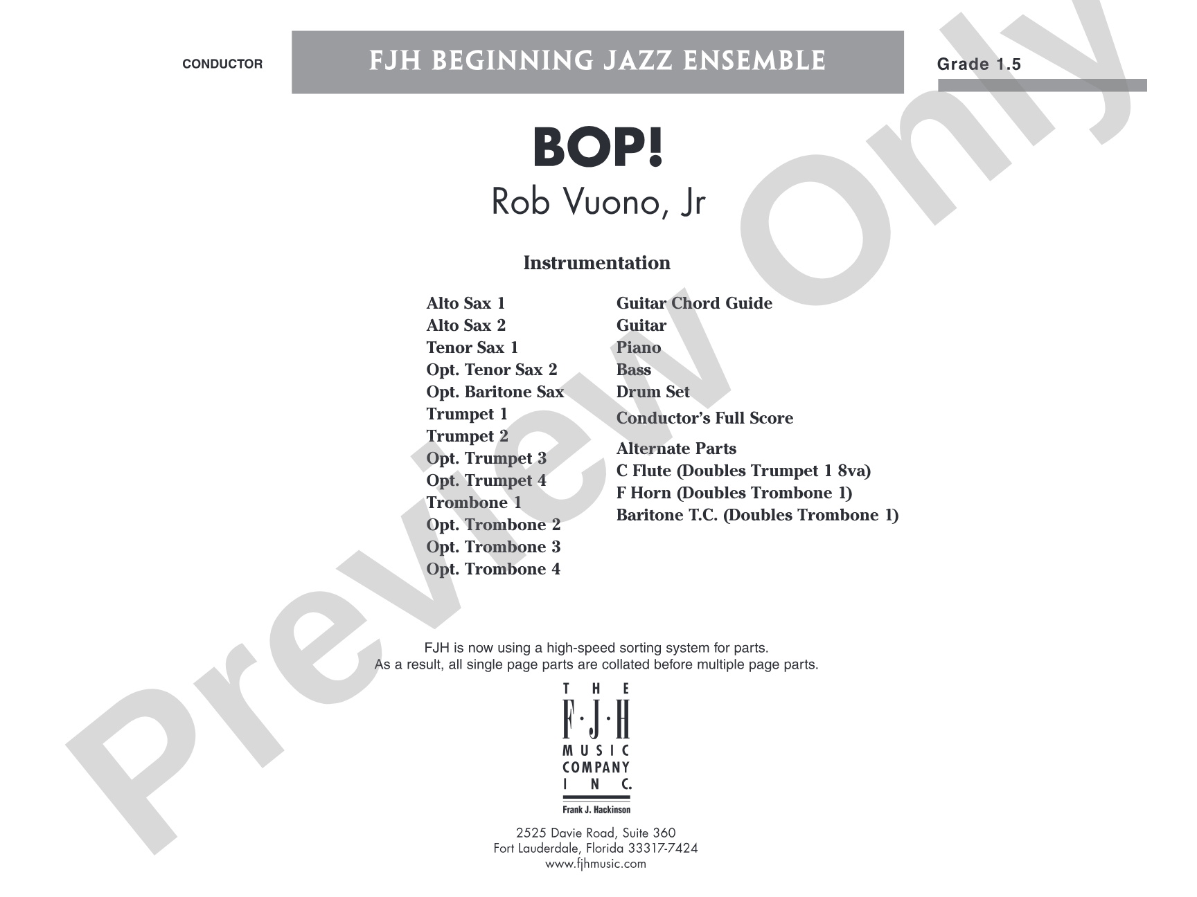 Bop!: Jazz Ensemble Conductor Score & Parts