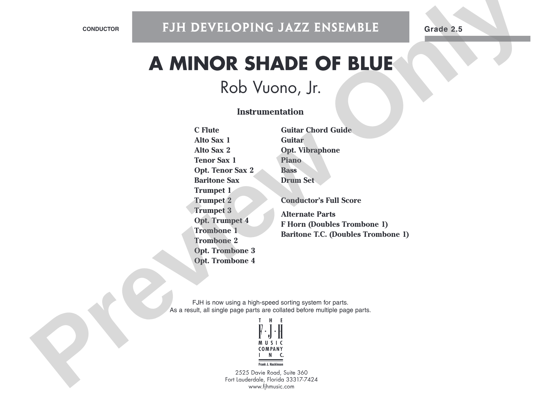 A Minor Shade of Blue: Jazz Ensemble Conductor Score & Parts