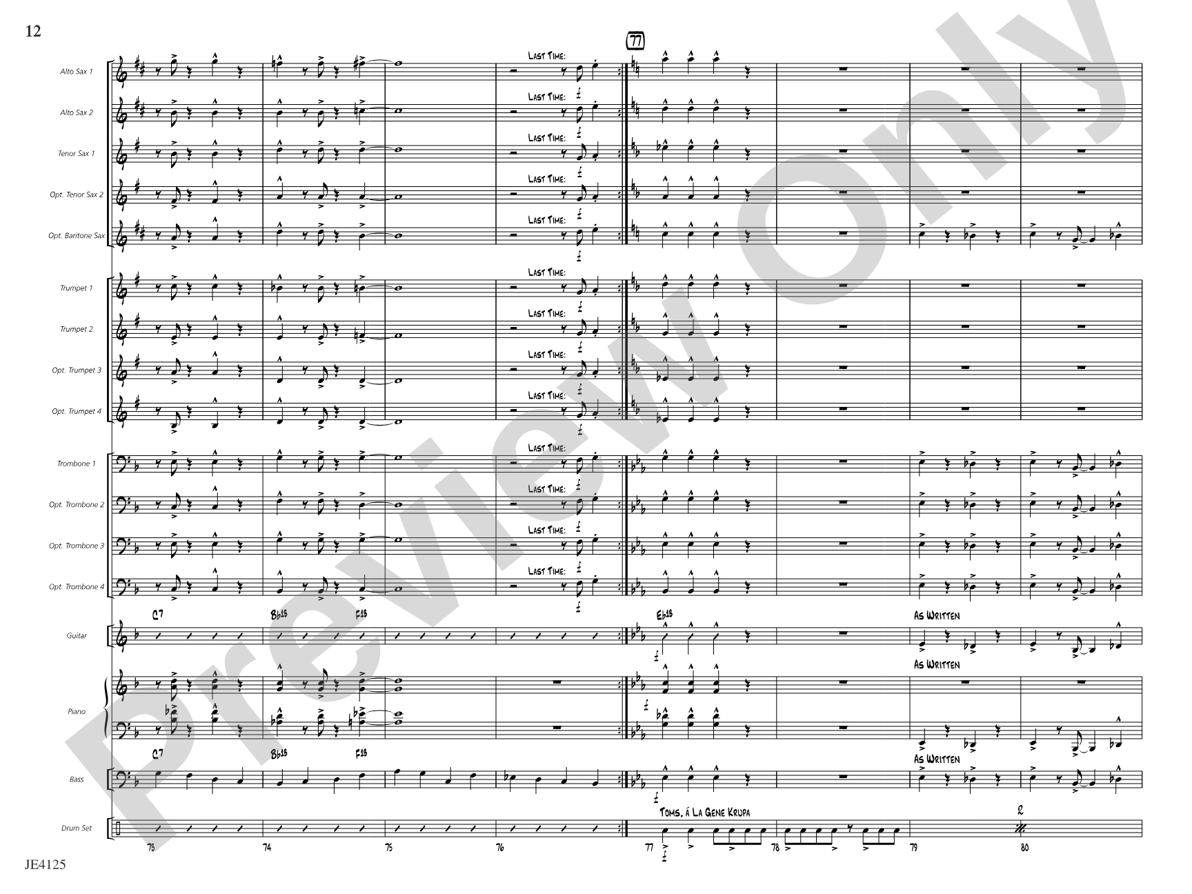Front Burner Blues: Jazz Ensemble Conductor Score & Parts