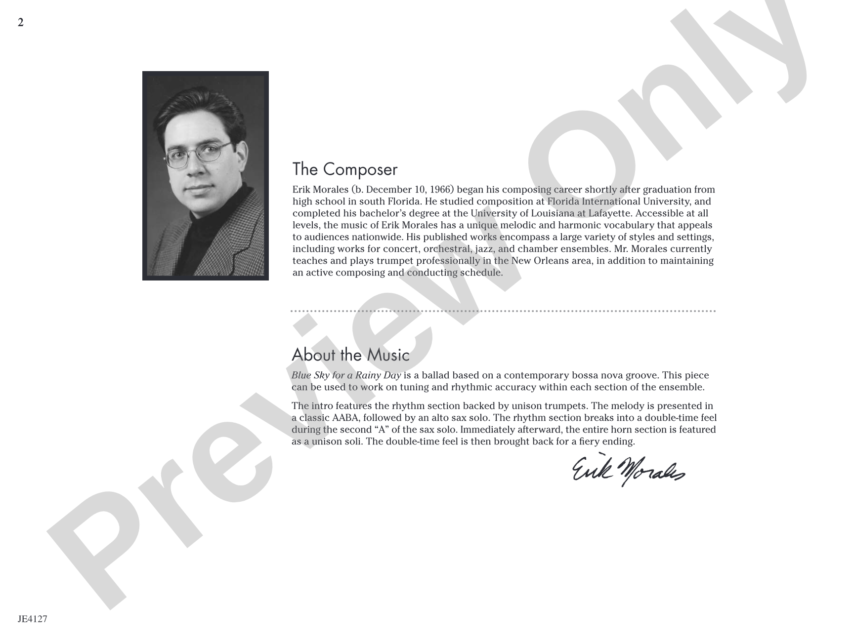 Blue Sky for a Rainy Day: Jazz Ensemble Conductor Score & Parts