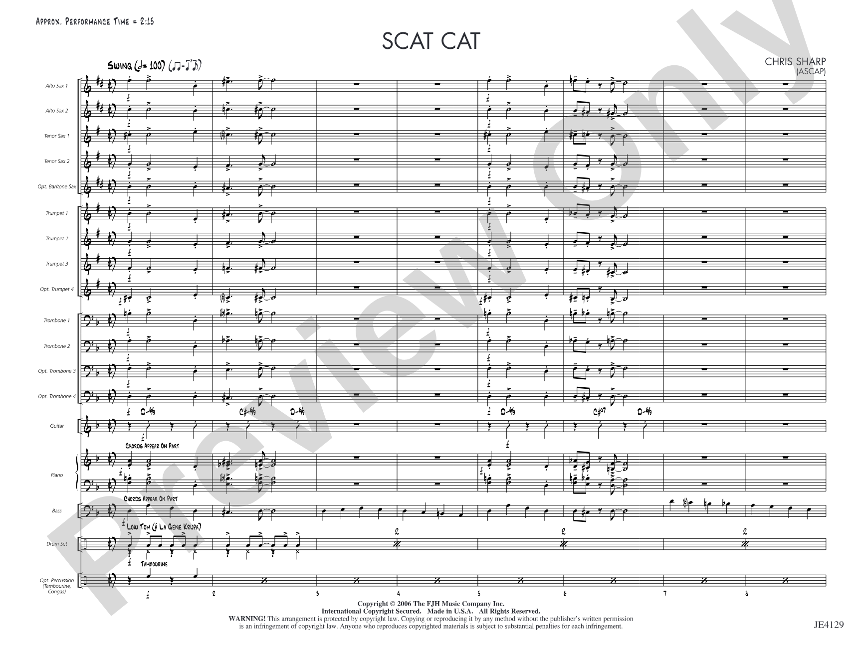 Scat Cat: Jazz Ensemble Conductor Score & Parts