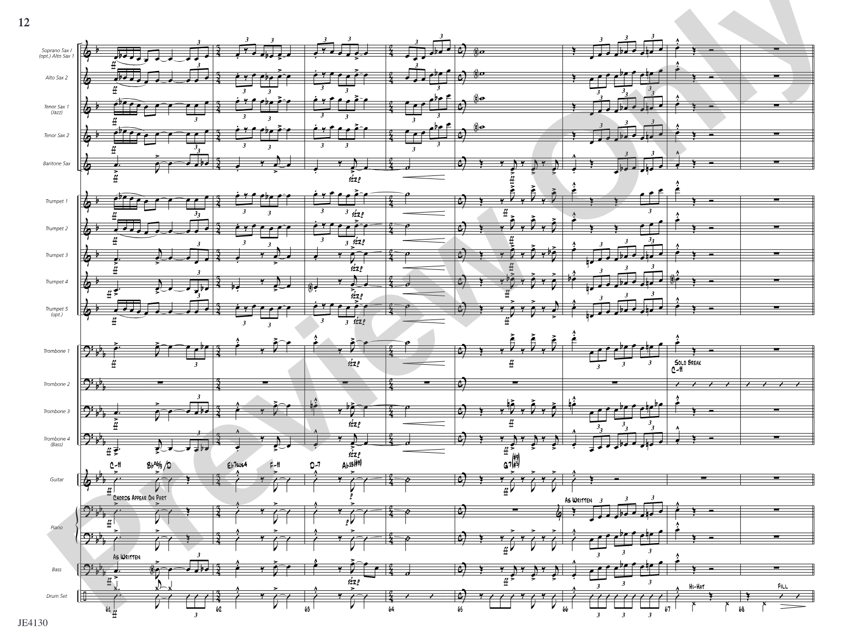 The Point of No Return: Jazz Ensemble Conductor Score & Parts