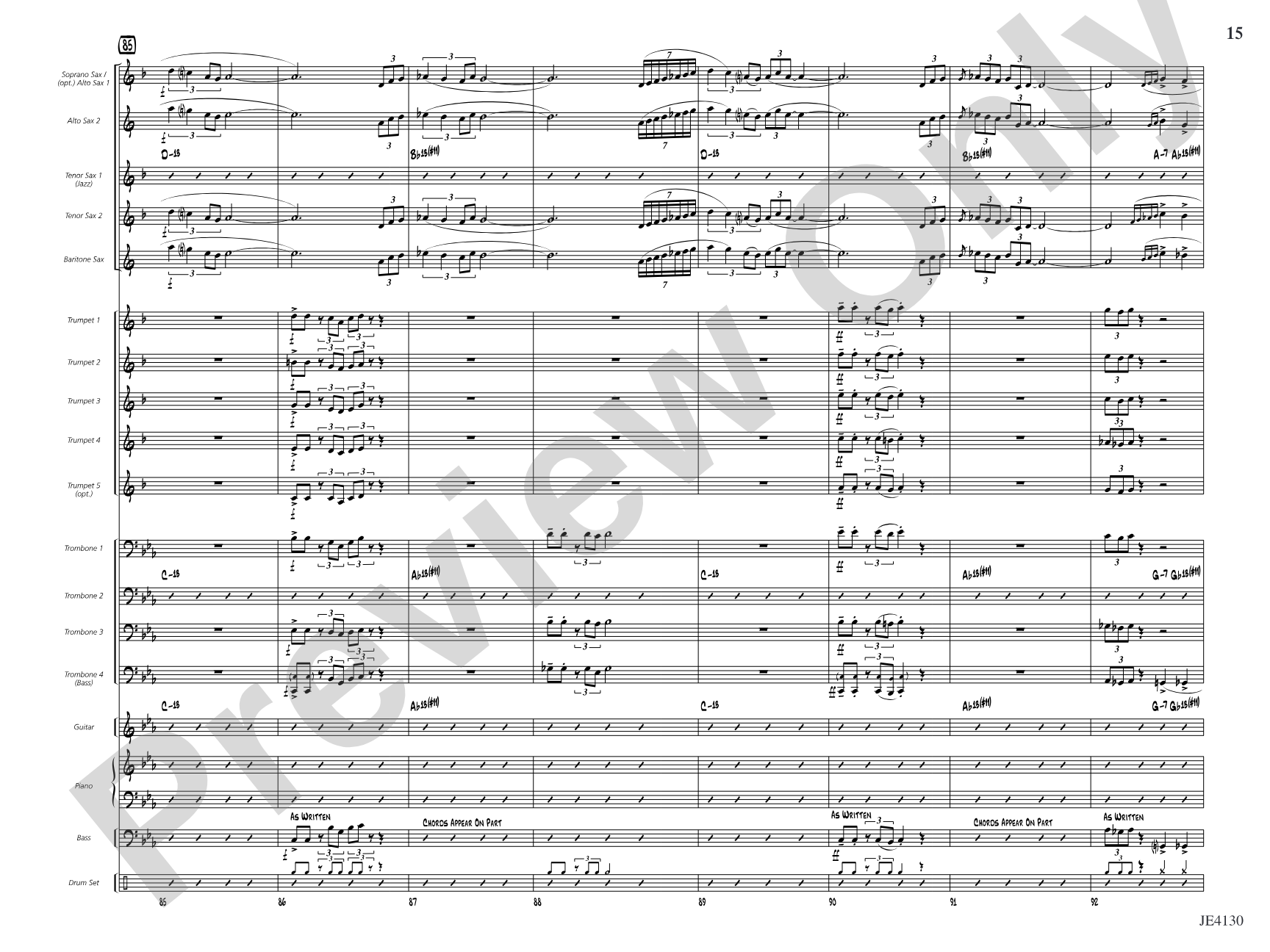 The Point of No Return: Jazz Ensemble Conductor Score & Parts