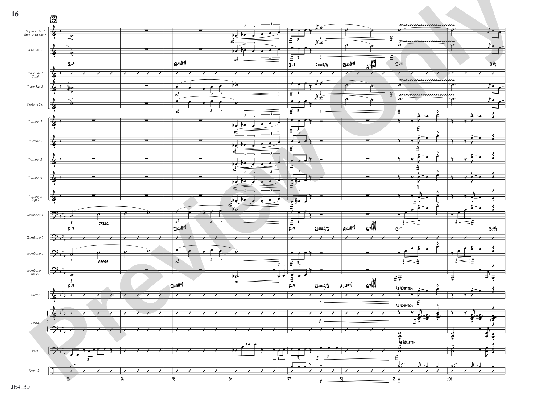 The Point of No Return: Jazz Ensemble Conductor Score & Parts
