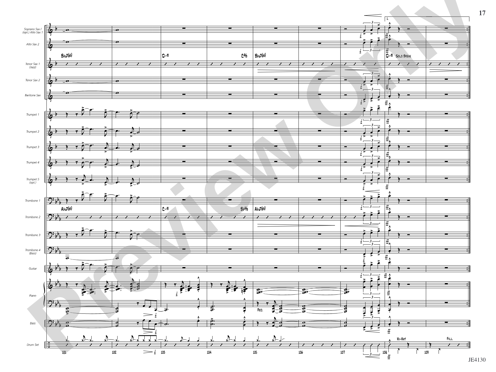 The Point of No Return: Jazz Ensemble Conductor Score & Parts