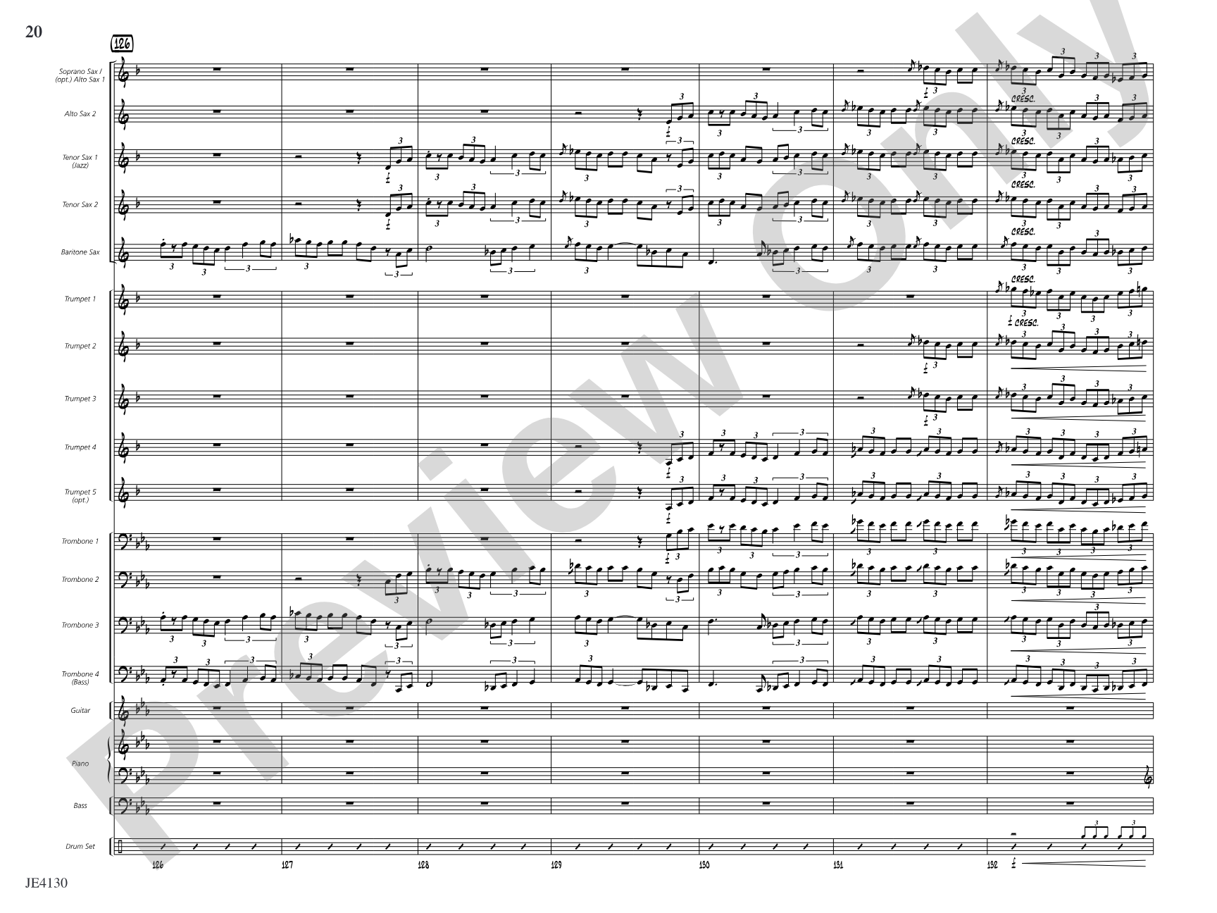The Point of No Return: Jazz Ensemble Conductor Score & Parts