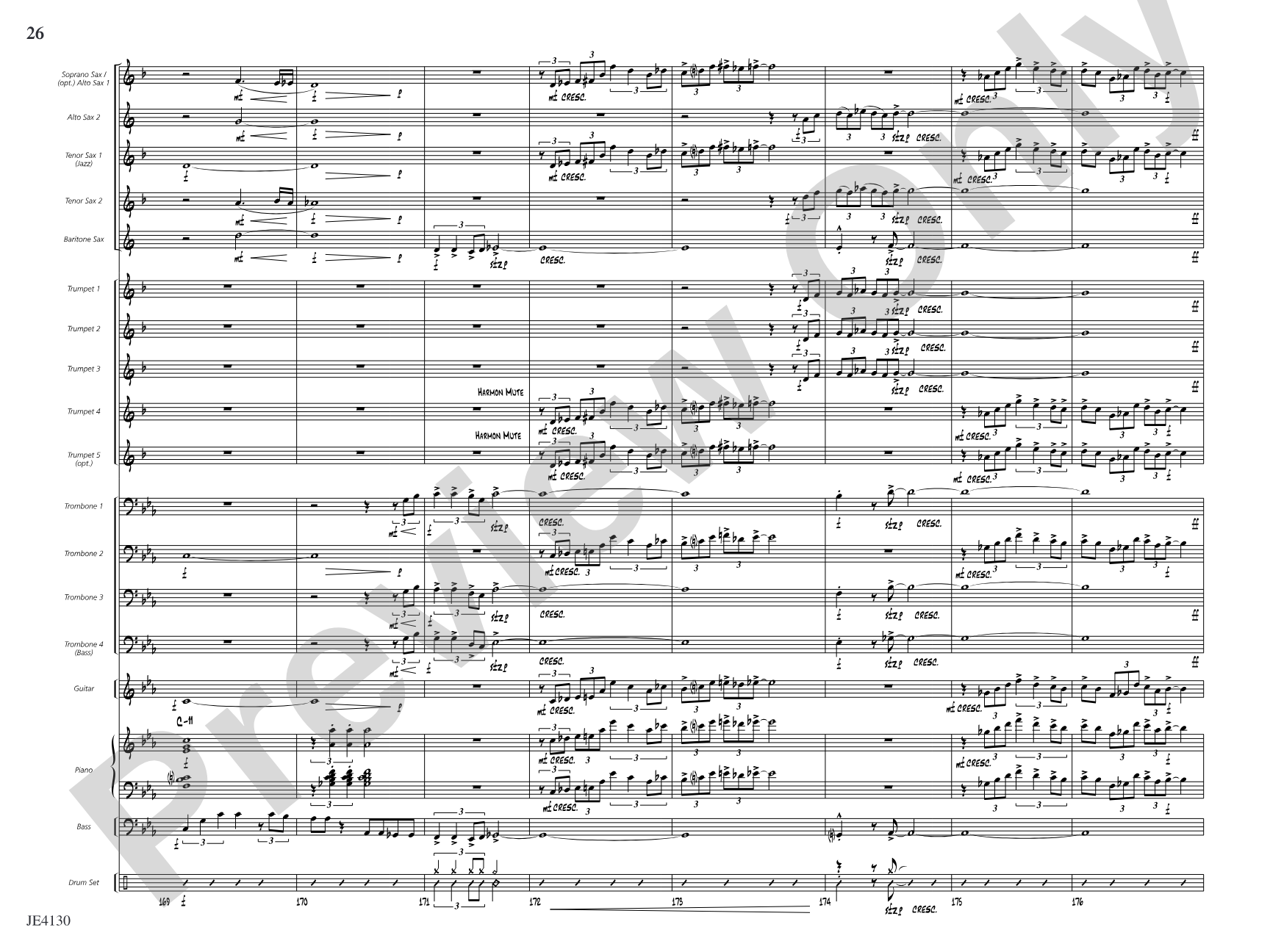 The Point of No Return: Jazz Ensemble Conductor Score & Parts