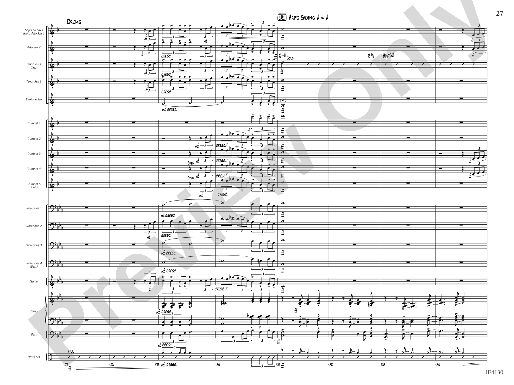 The Point of No Return: Jazz Ensemble Conductor Score & Parts