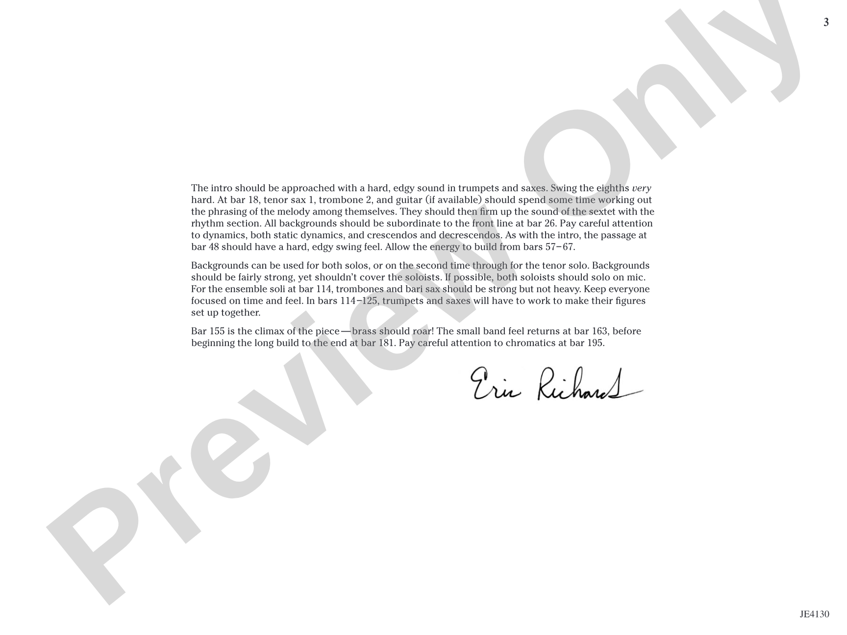 The Point of No Return: Jazz Ensemble Conductor Score & Parts