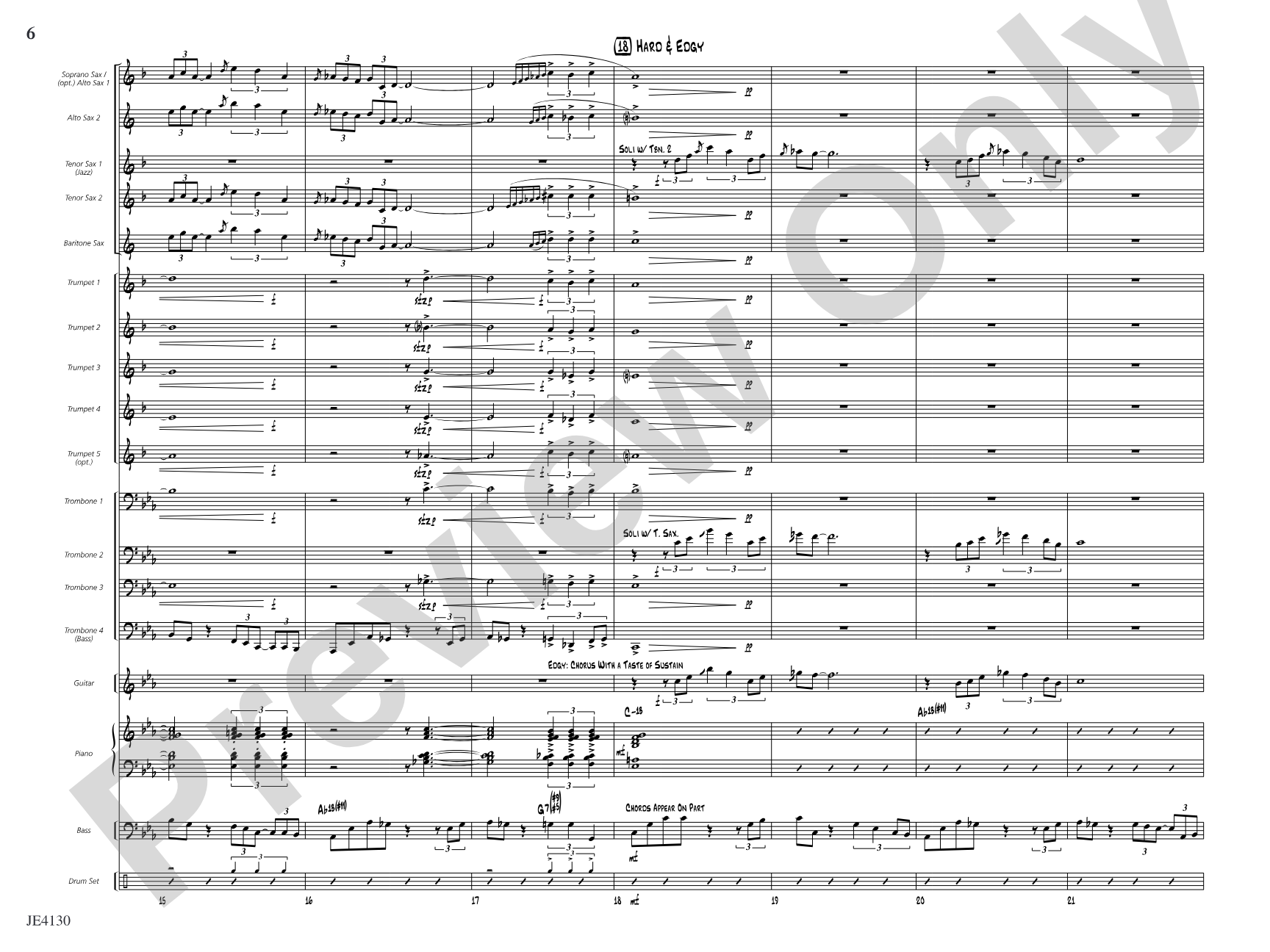 The Point of No Return: Jazz Ensemble Conductor Score & Parts