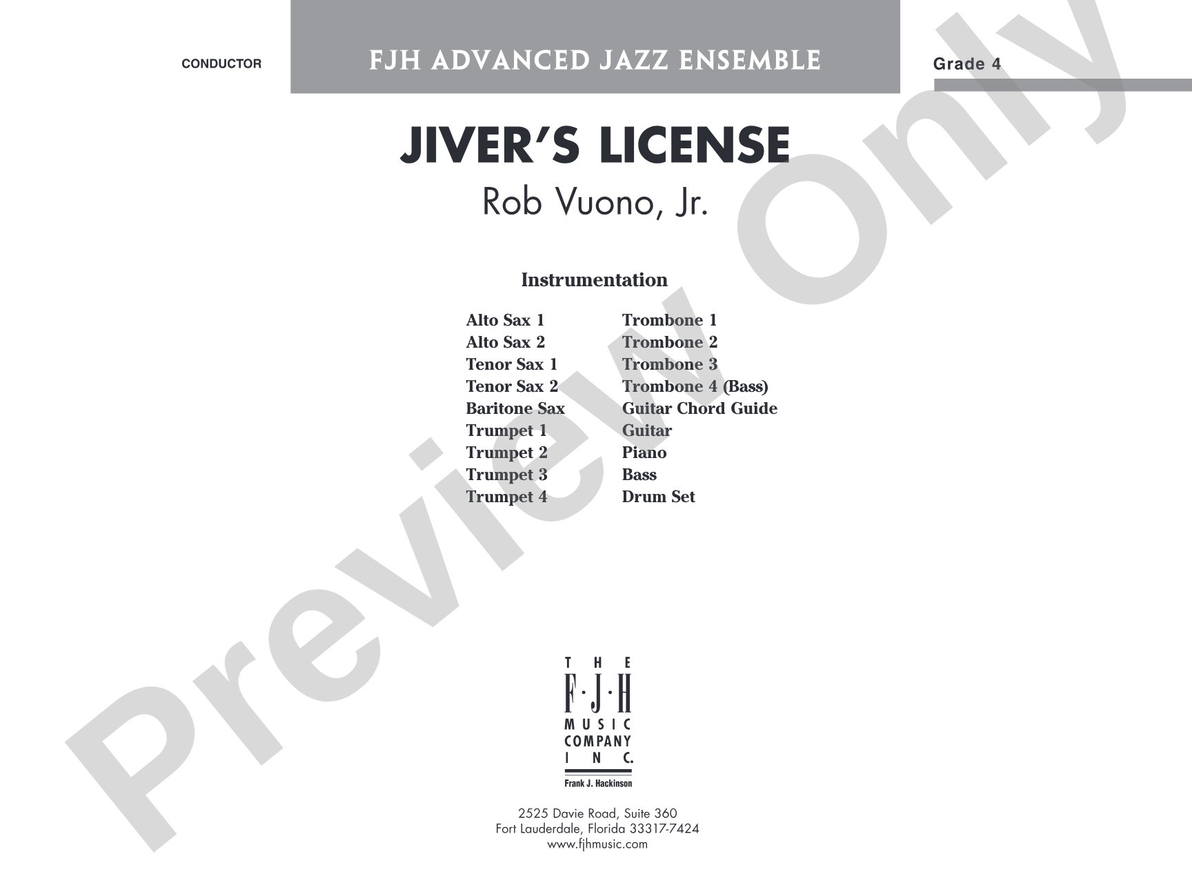 Jiver's License: Jazz Ensemble Conductor Score & Parts