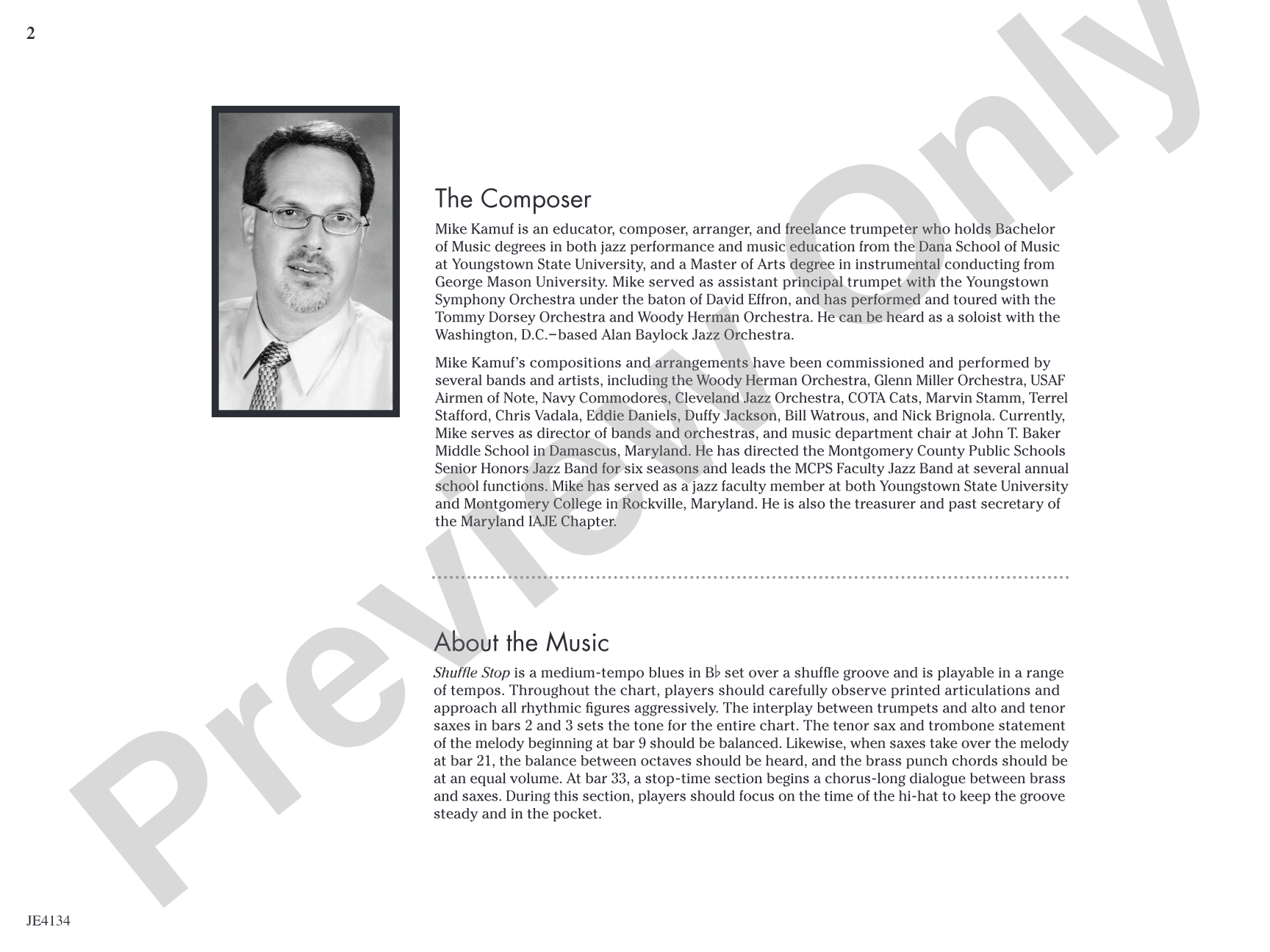 Shuffle Stop: Jazz Ensemble Conductor Score & Parts