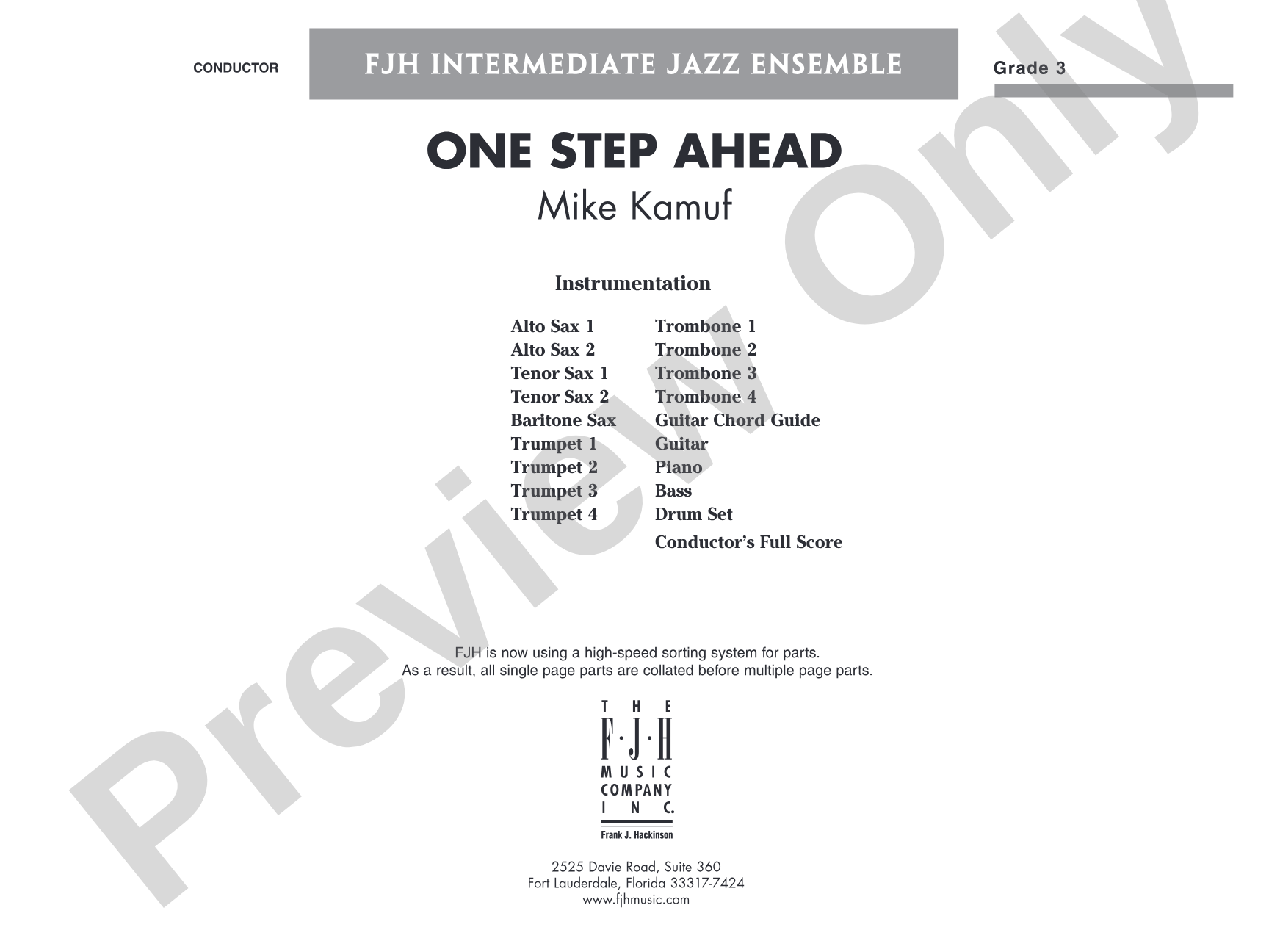 One Step Ahead: Jazz Ensemble Conductor Score & Parts