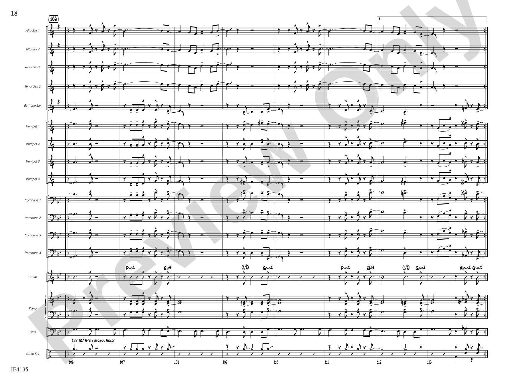 One Step Ahead: Jazz Ensemble Conductor Score & Parts
