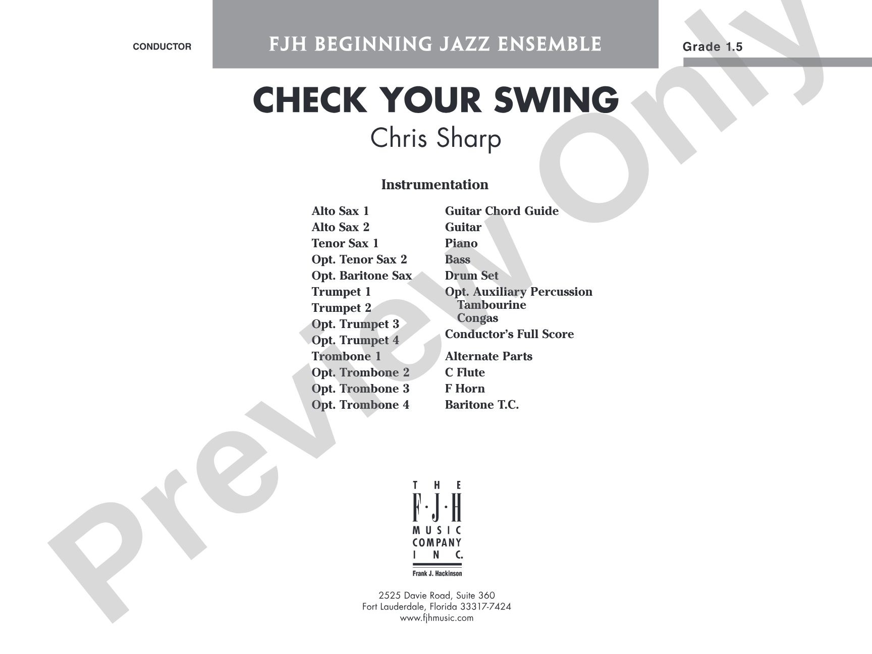 Check Your Swing: Jazz Ensemble Conductor Score & Parts