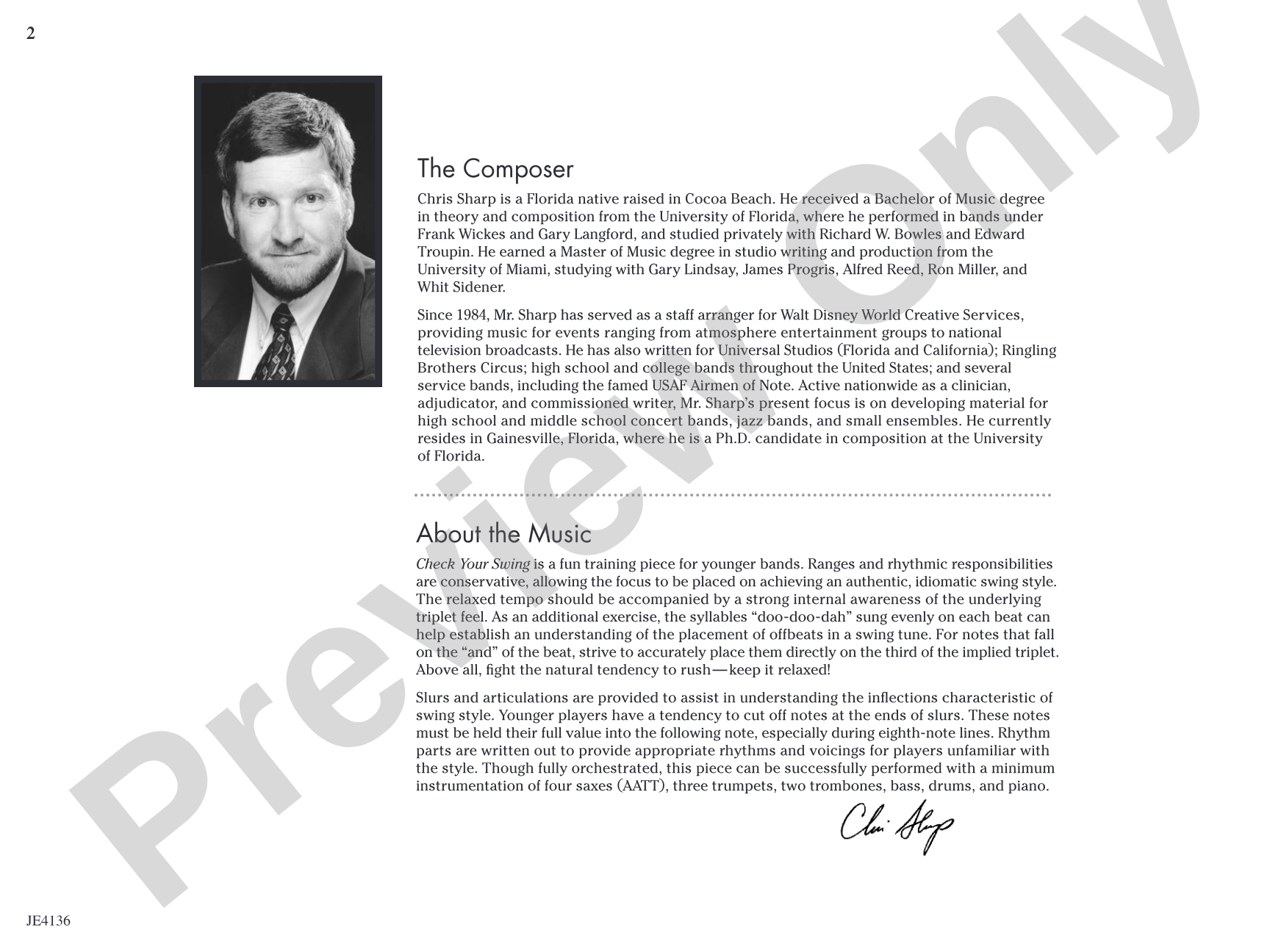 Check Your Swing: Jazz Ensemble Conductor Score & Parts