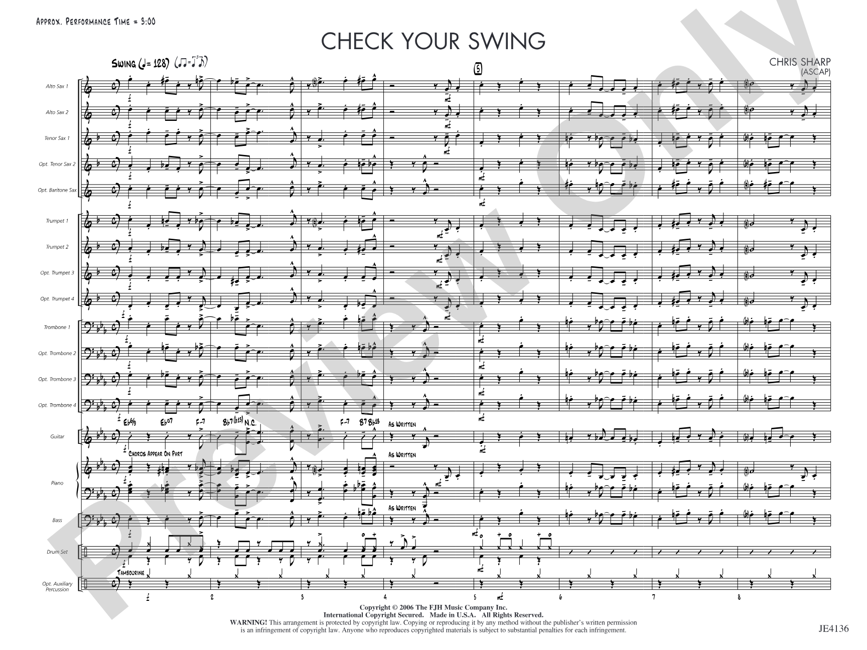 Check Your Swing: Jazz Ensemble Conductor Score & Parts