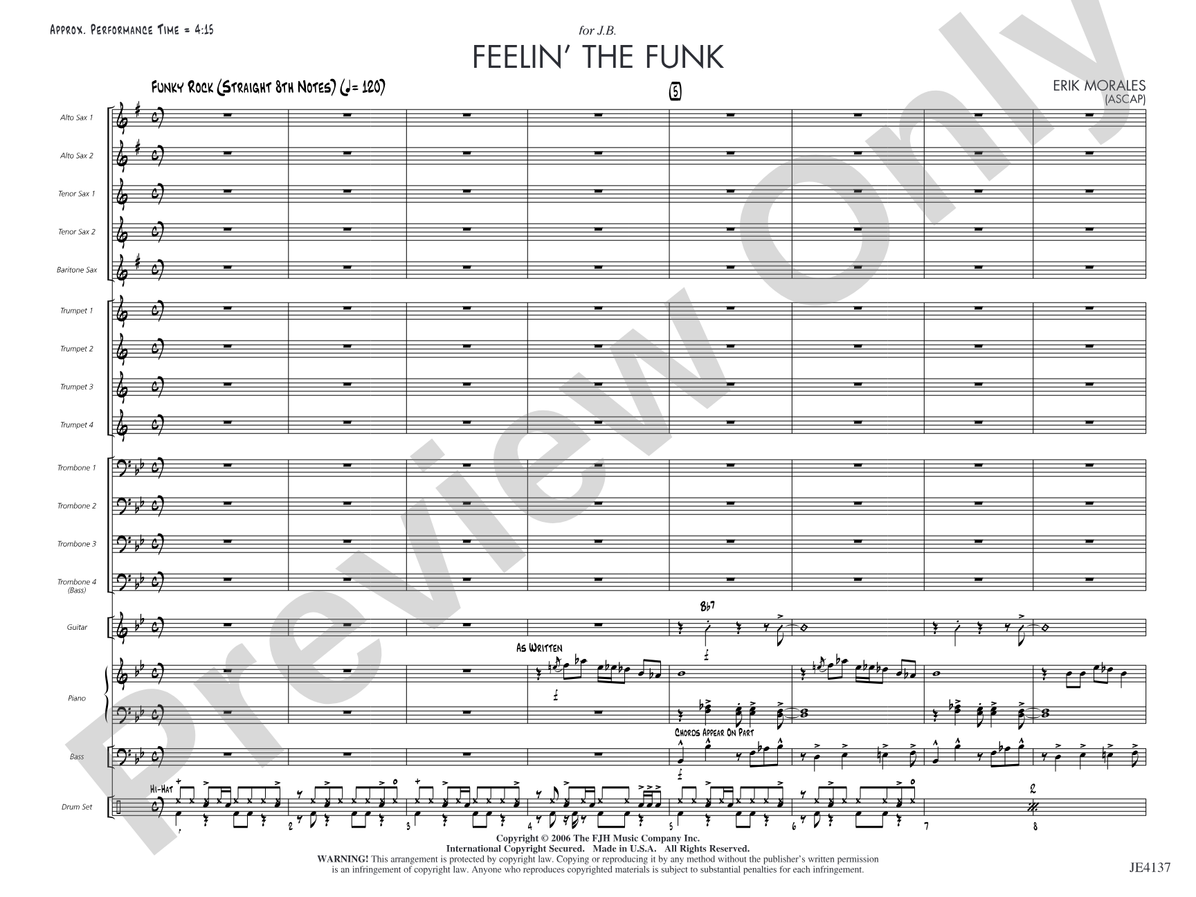 Feelin' the Funk: Jazz Ensemble Conductor Score & Parts