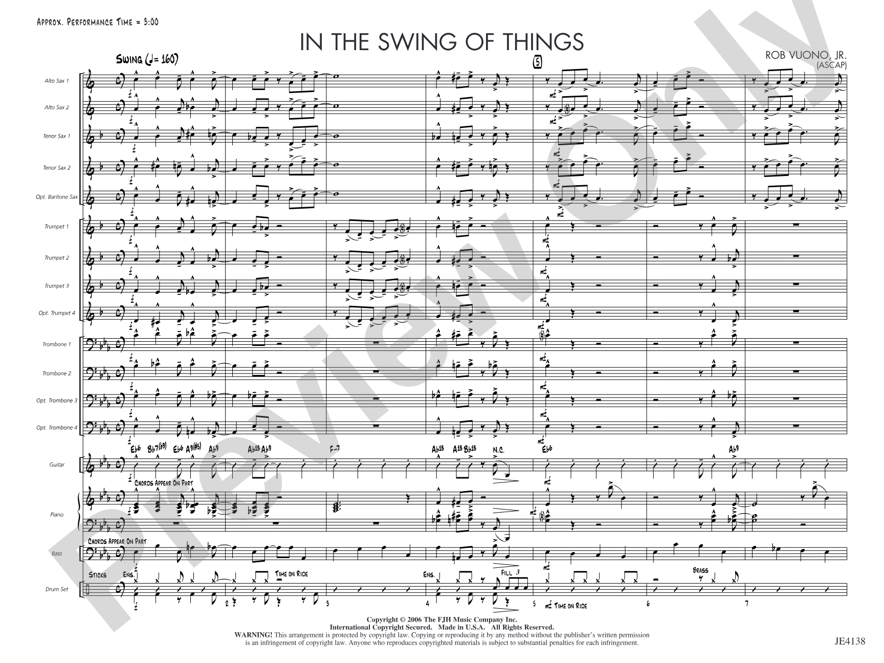 In the Swing of Things: Jazz Ensemble Conductor Score & Parts