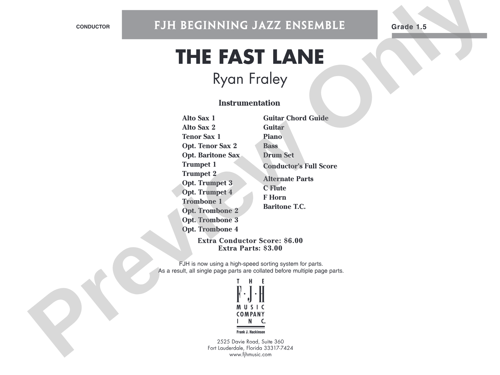 The Fast Lane: Jazz Ensemble Conductor Score & Parts