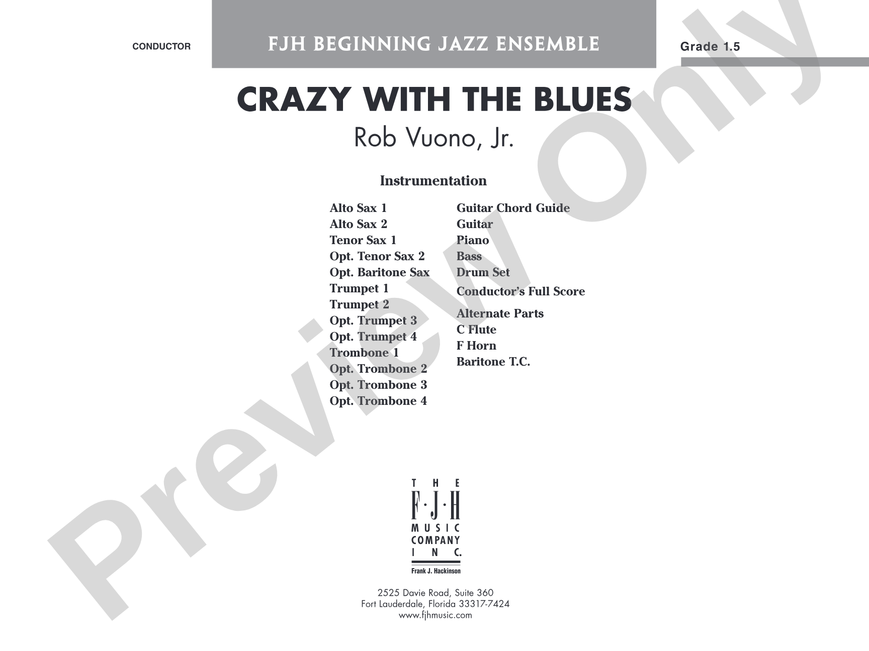Crazy with the Blues: Jazz Ensemble Conductor Score & Parts