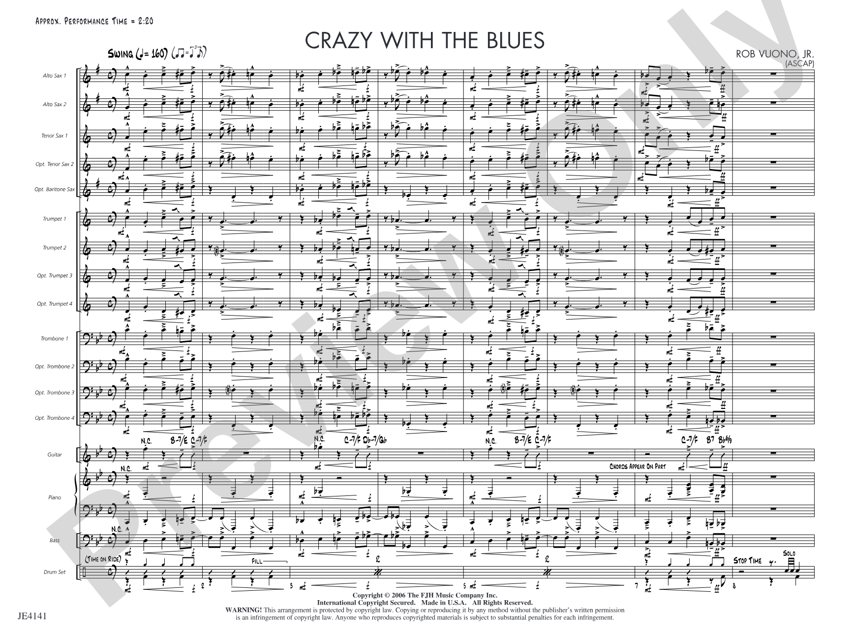 Crazy with the Blues: Jazz Ensemble Conductor Score & Parts