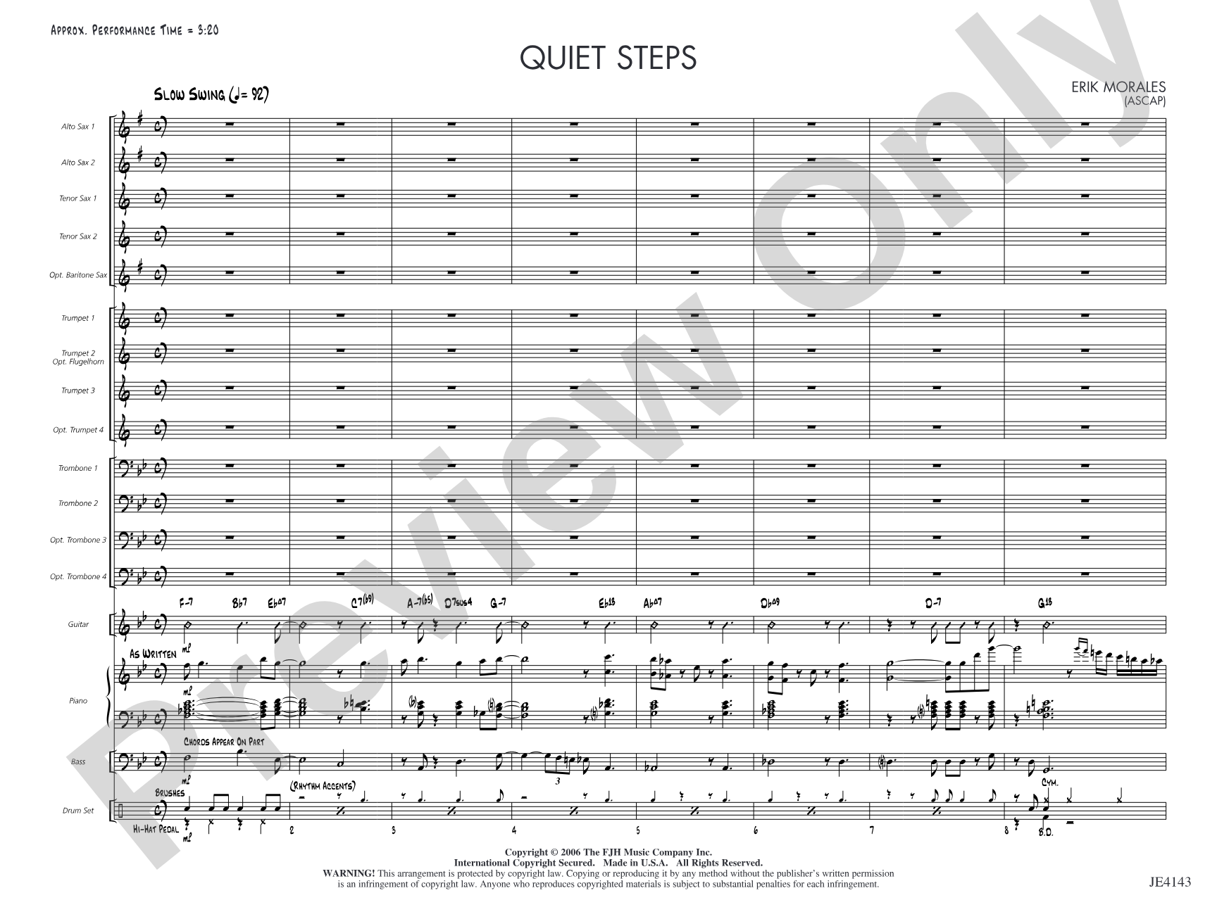 Quiet Steps: Jazz Ensemble Conductor Score & Parts